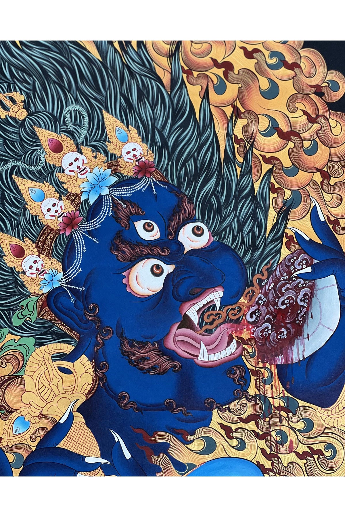 Mahakala Thangka Painting – Hand-Painted Wrathful Deity Art
