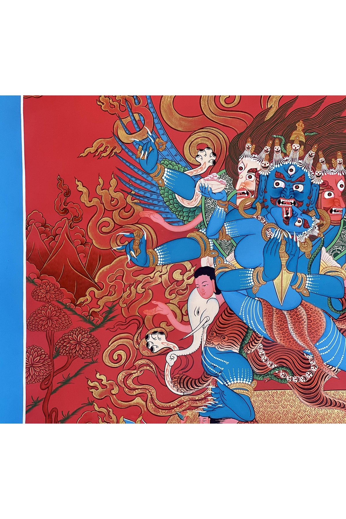 Large Vajrakilaya Tibetan Thangka Painting – Masterpiece Buddhist Art, Spiritual Decor, Handcrafted Art