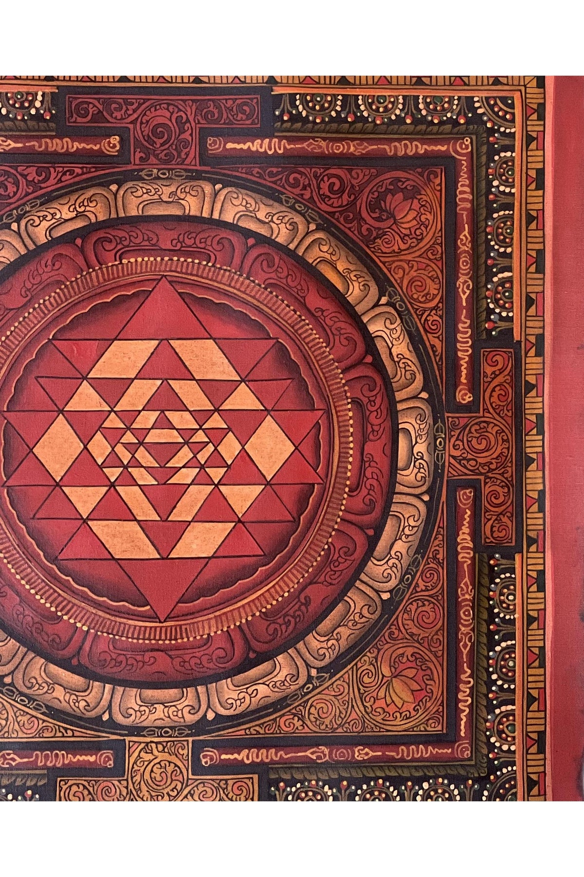 Hand-painted Sri Yantra Mandala – Newari Thangka Painting on Canvas