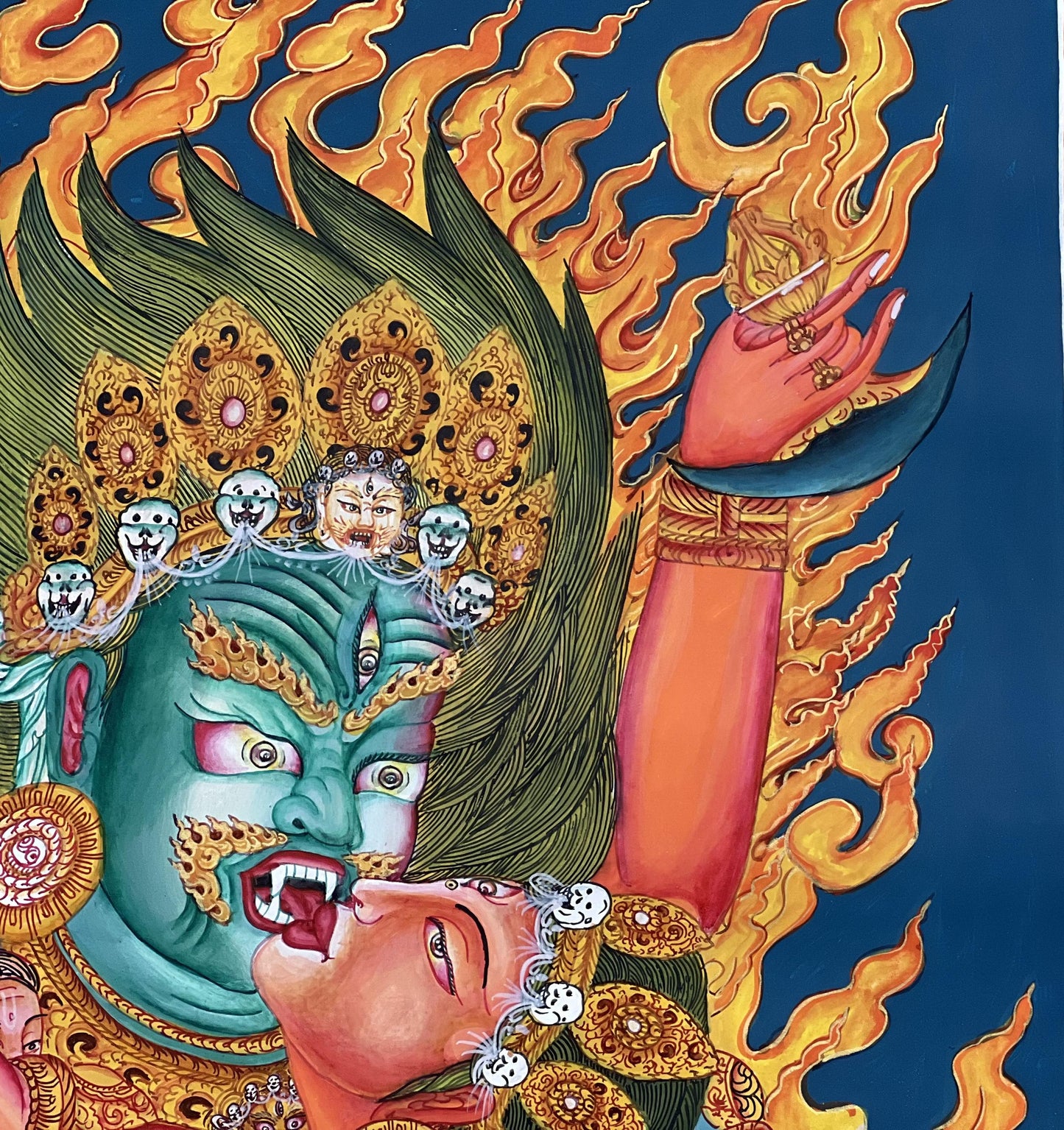Chakrasamvara with Vajravarahi in Yab-Yum | Large Newari Paubha Thangka Painting | Traditional Nepalese Art