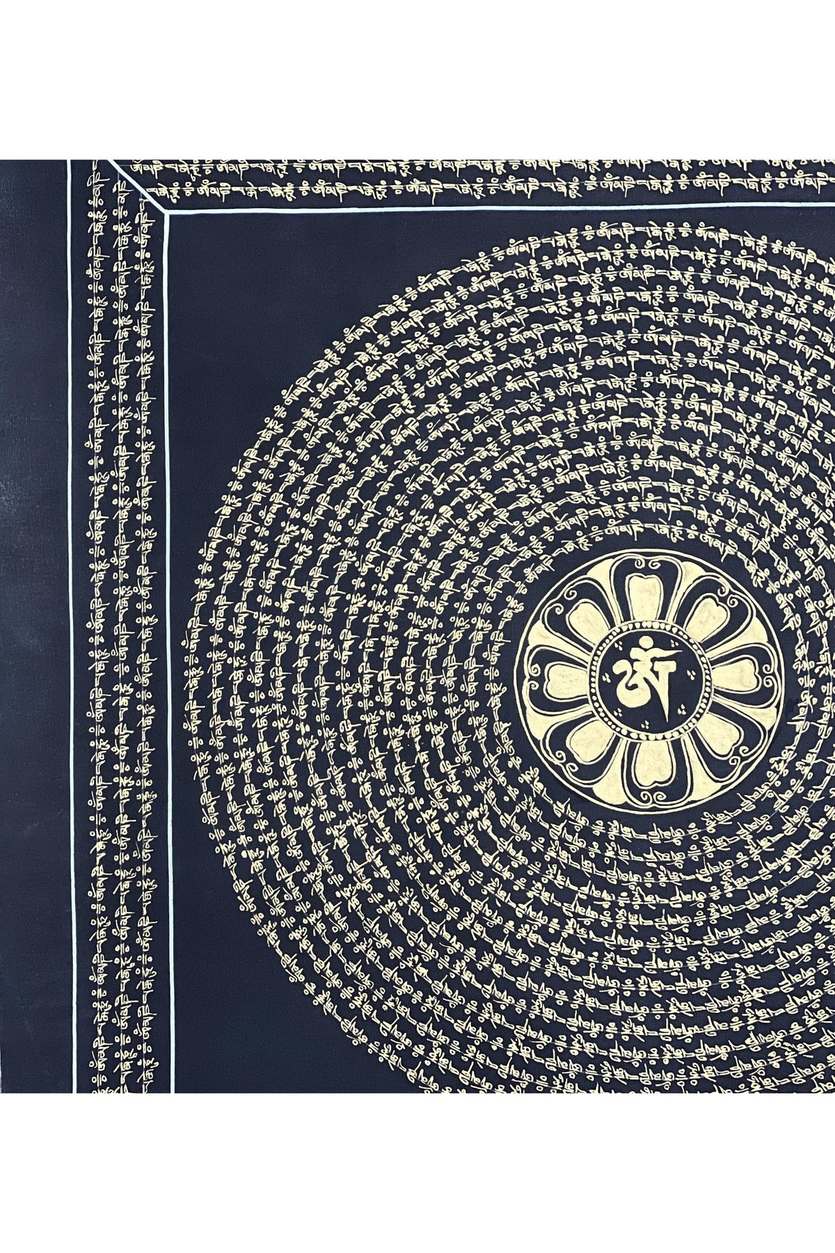 Handmade Om Mantra Mandala Thangka Painting | Tibetan Meditation Art