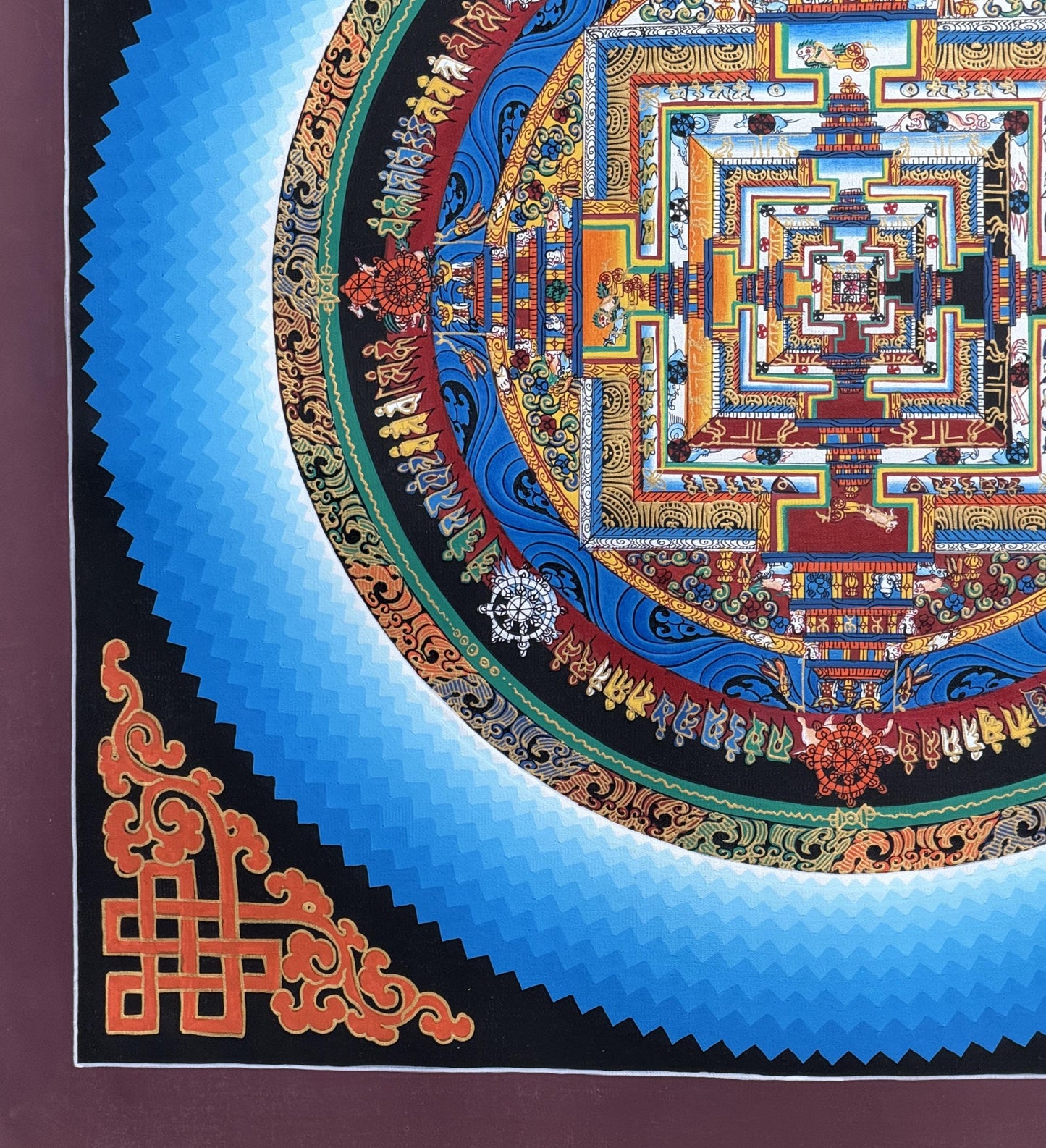 Kalachakra Mandala Thangka | Hand-Painted Tibetan Art | Rainbow Lotus Mandala | Buddhist Wall Decor