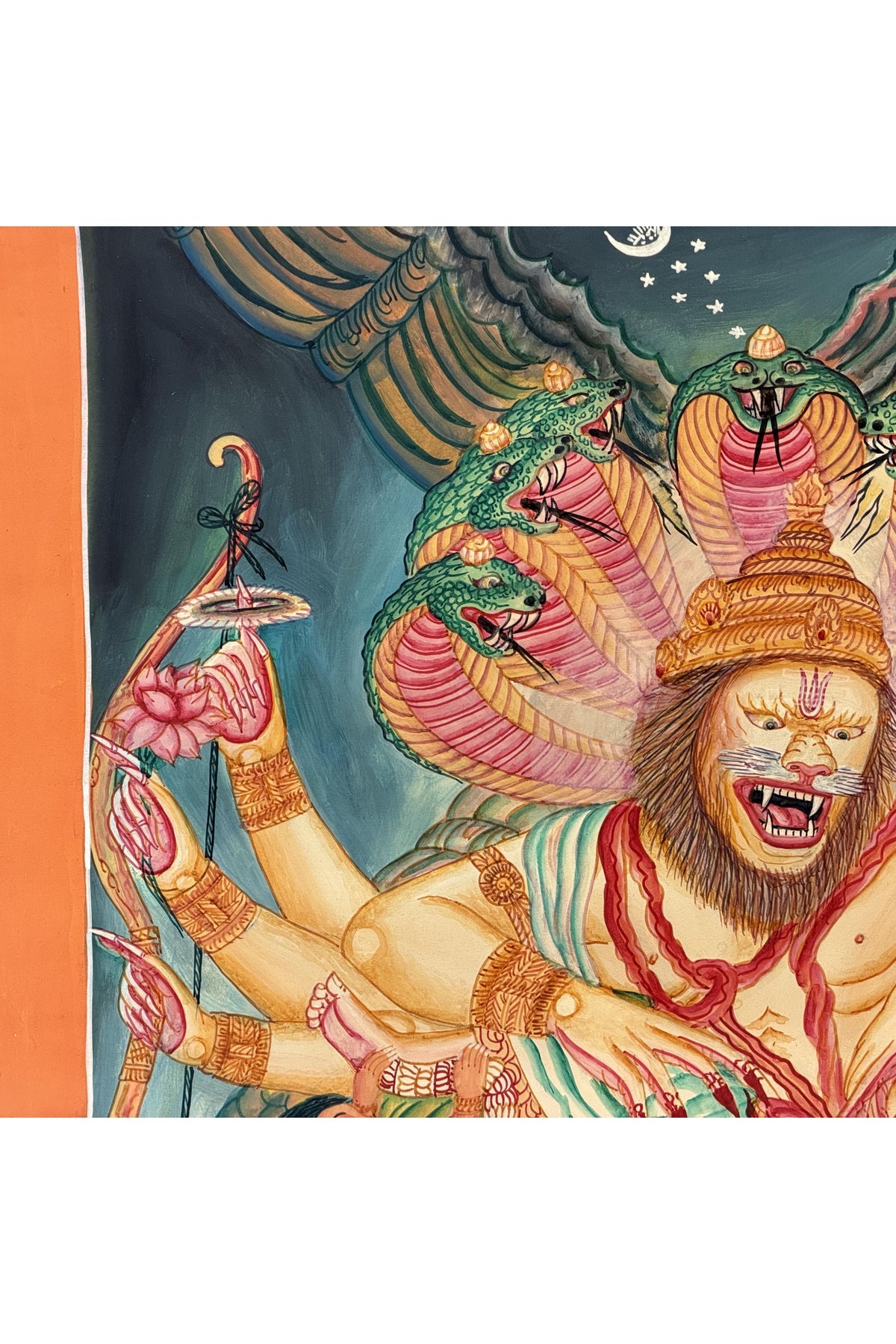 Narasimha Thangka Painting | Fierce Avatar of Vishnu | Hand-Painted Hindu Art | Protection and Power