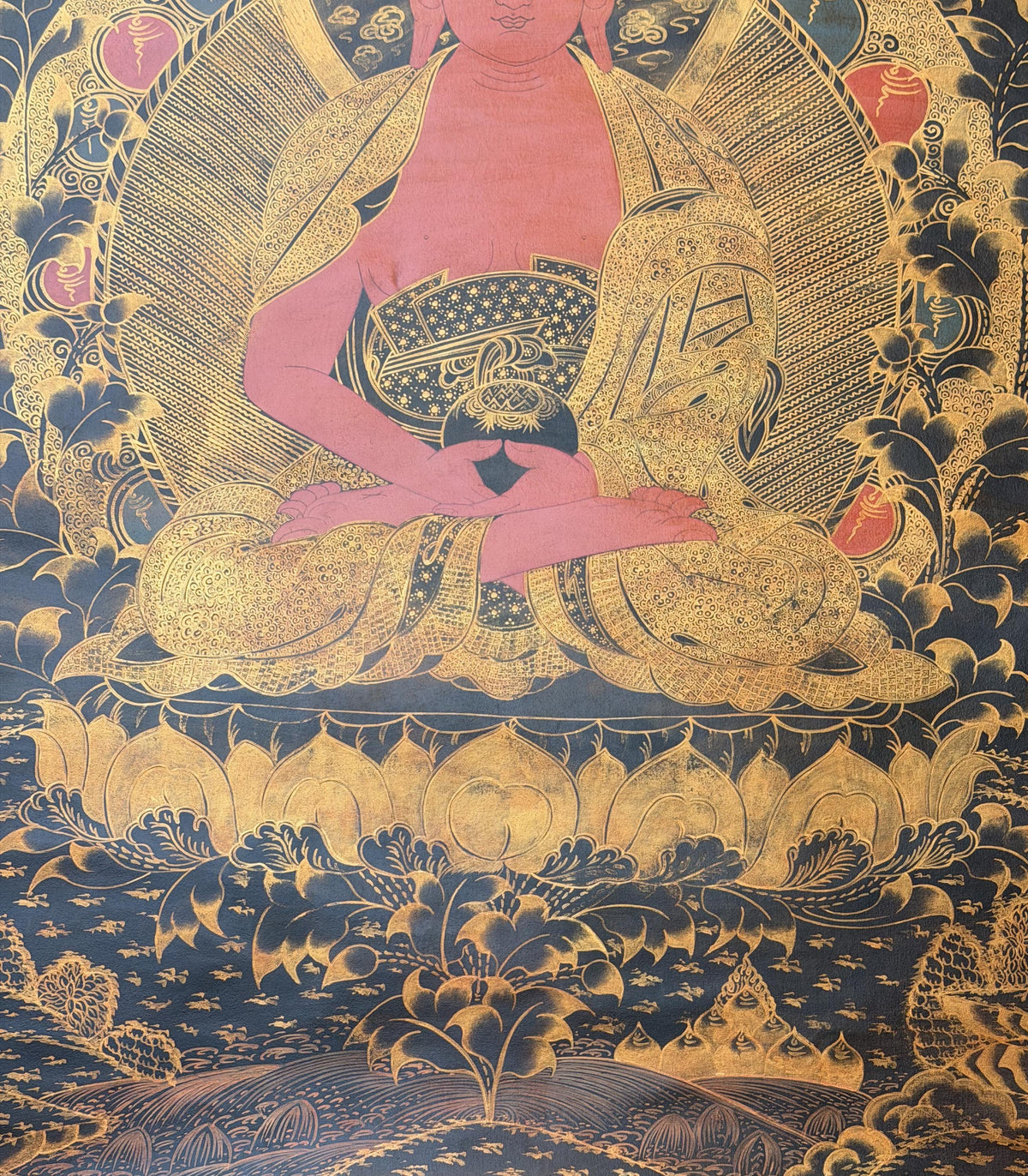 Amitabha Buddha Pure Land Thangka | Large Tibetan Meditation Painting | Sukhavati Compassion Art