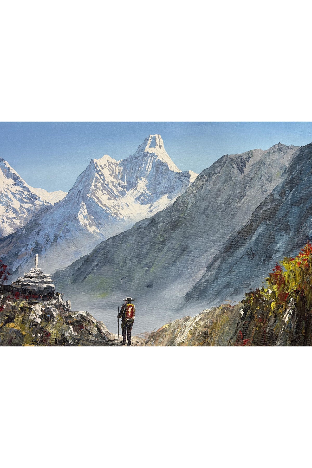 Himalayan Landscape Acrylic Painting | Everest Trek Scene from Tengboche | Mountain Art on Canvas