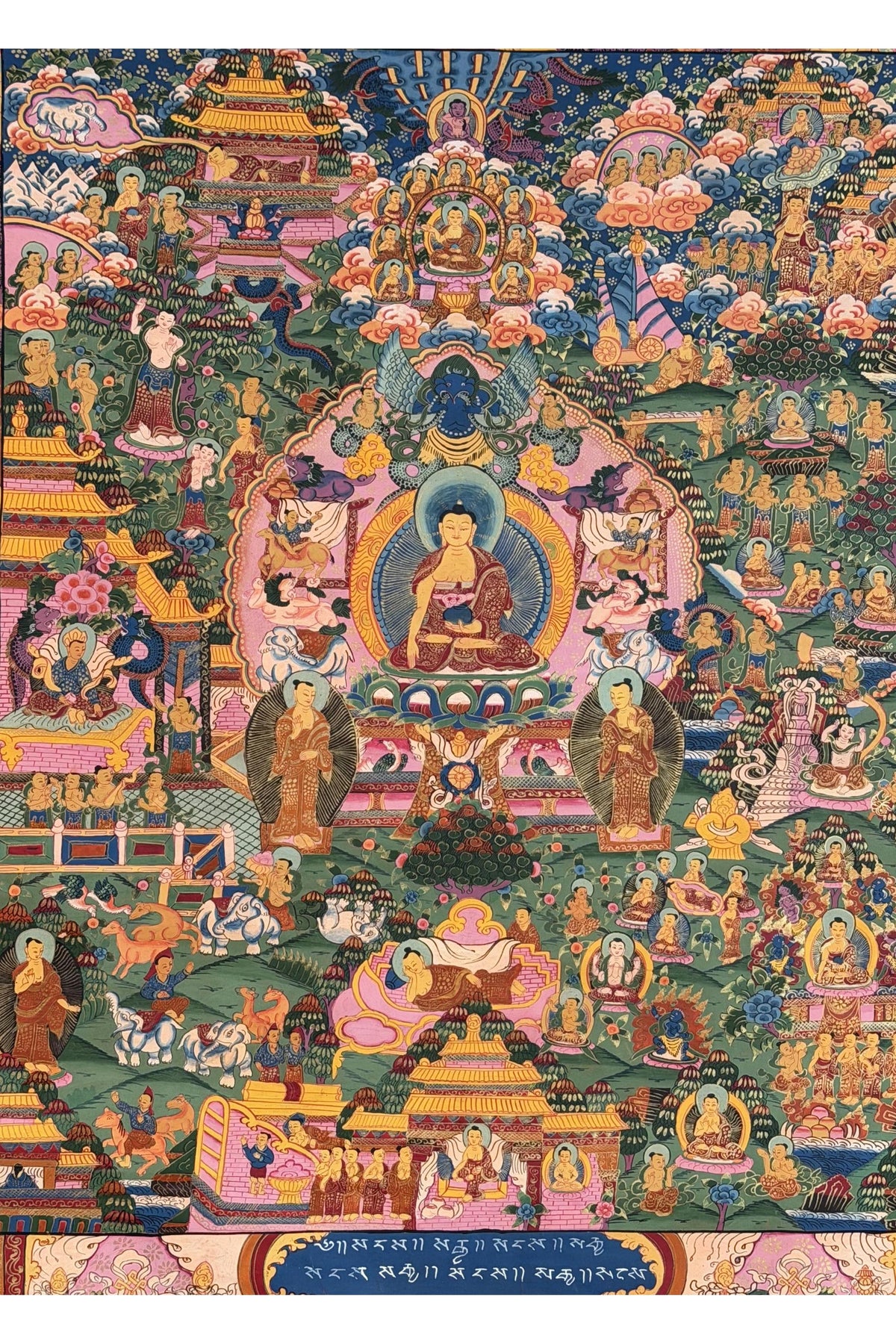Buddha Life Story Thangka Painting | Original Hand-Painted Large Tibetan Buddhist Art