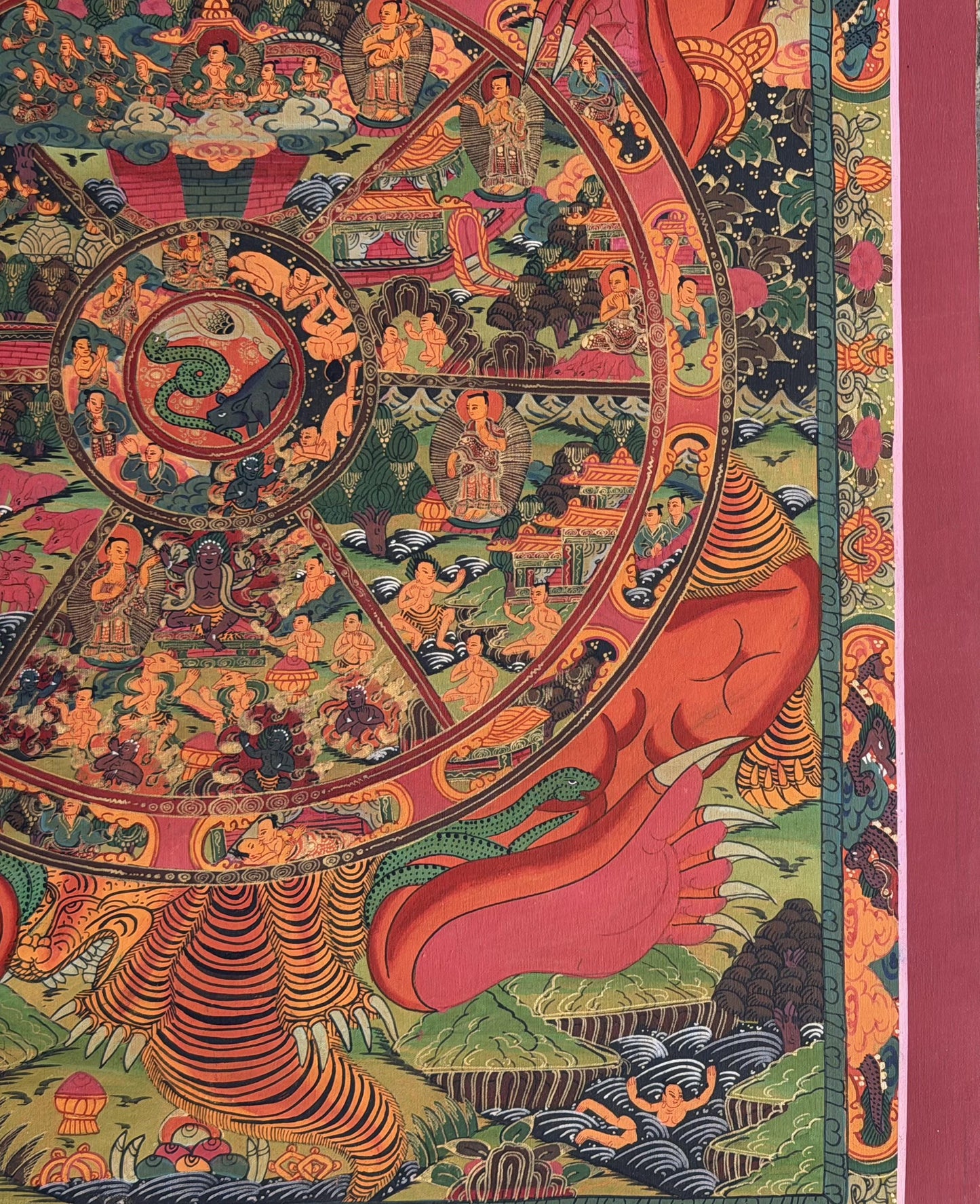 Hand-Painted Wheel of Life Thangka Painting: Tibetan Buddhist Mandala Art