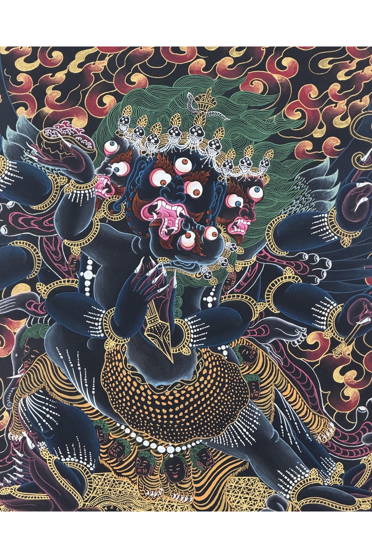 Hand-Painted Vajrakilaya Thangka with Consort - Wrathful Tibetan Buddhist Deity Phurba Dagger - Nyingma Tantric Art