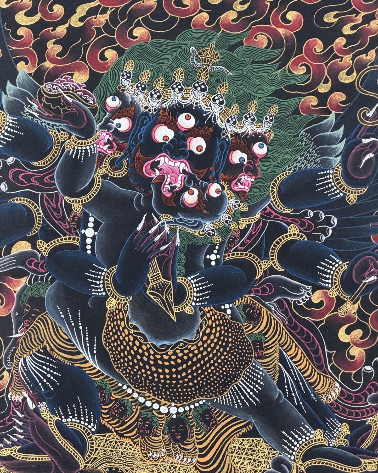Hand-Painted Vajrakilaya Thangka with Consort - Wrathful Tibetan Buddhist Deity Phurba Dagger - Nyingma Tantric Art