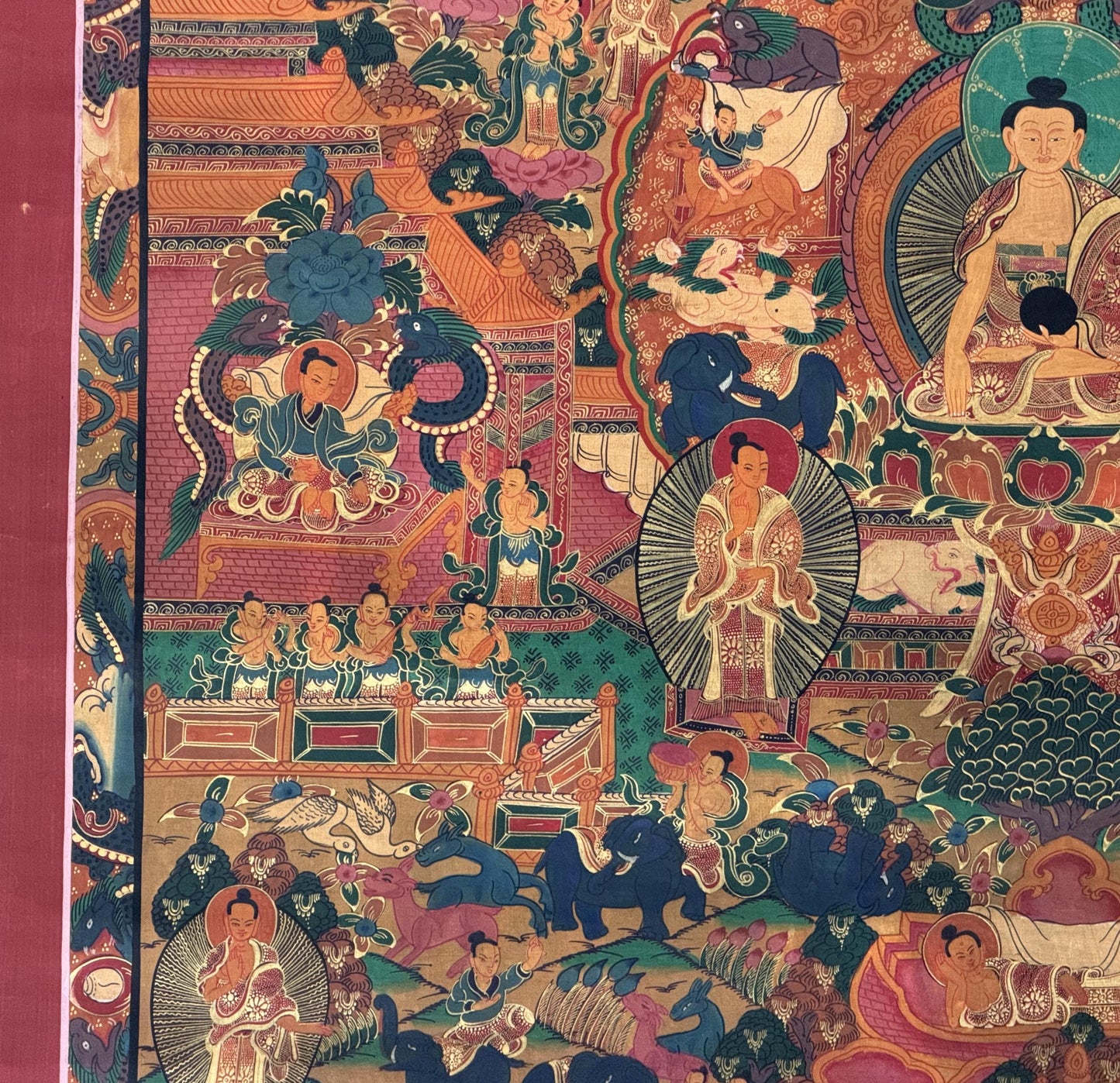 Buddha Life Mandala Thangka | Hand-Painted Tibetan Art | Shakyamuni Life Story | Buddhist Painting