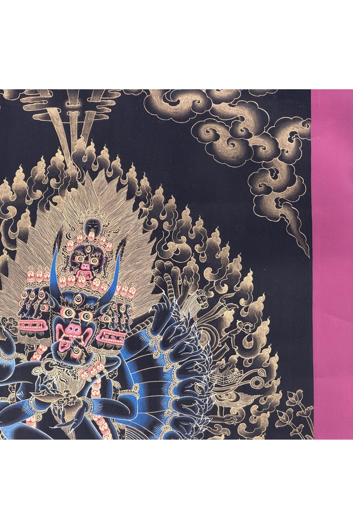 Hand-Painted Yamantaka Tibetan Thangka Painting – Wrathful Guardian Deity Art
