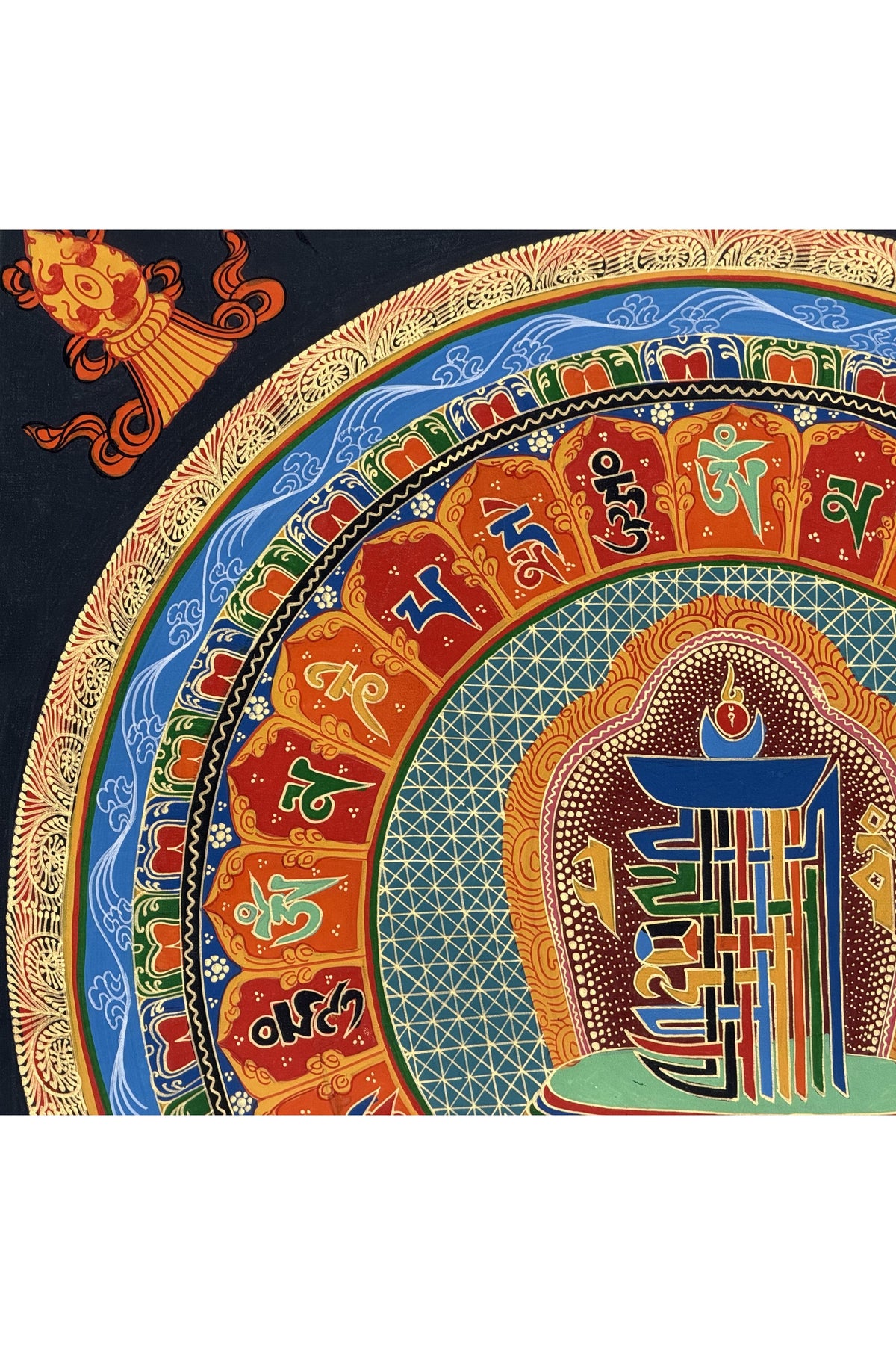 Kalachakra Seed Mantra Thangka Painting | Hand-Painted Tibetan Buddhist Meditation Art