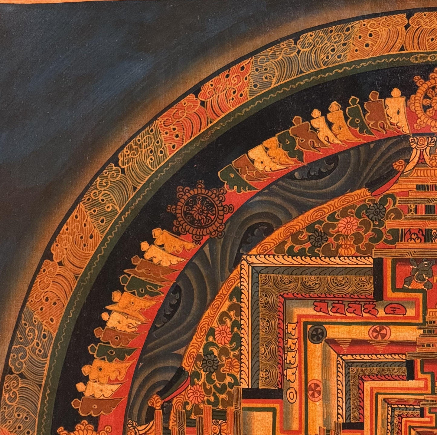 Hand-Painted Kalachakra Mandala Thangka – Wheel ofTime, Oil Varnished Tibetan Art