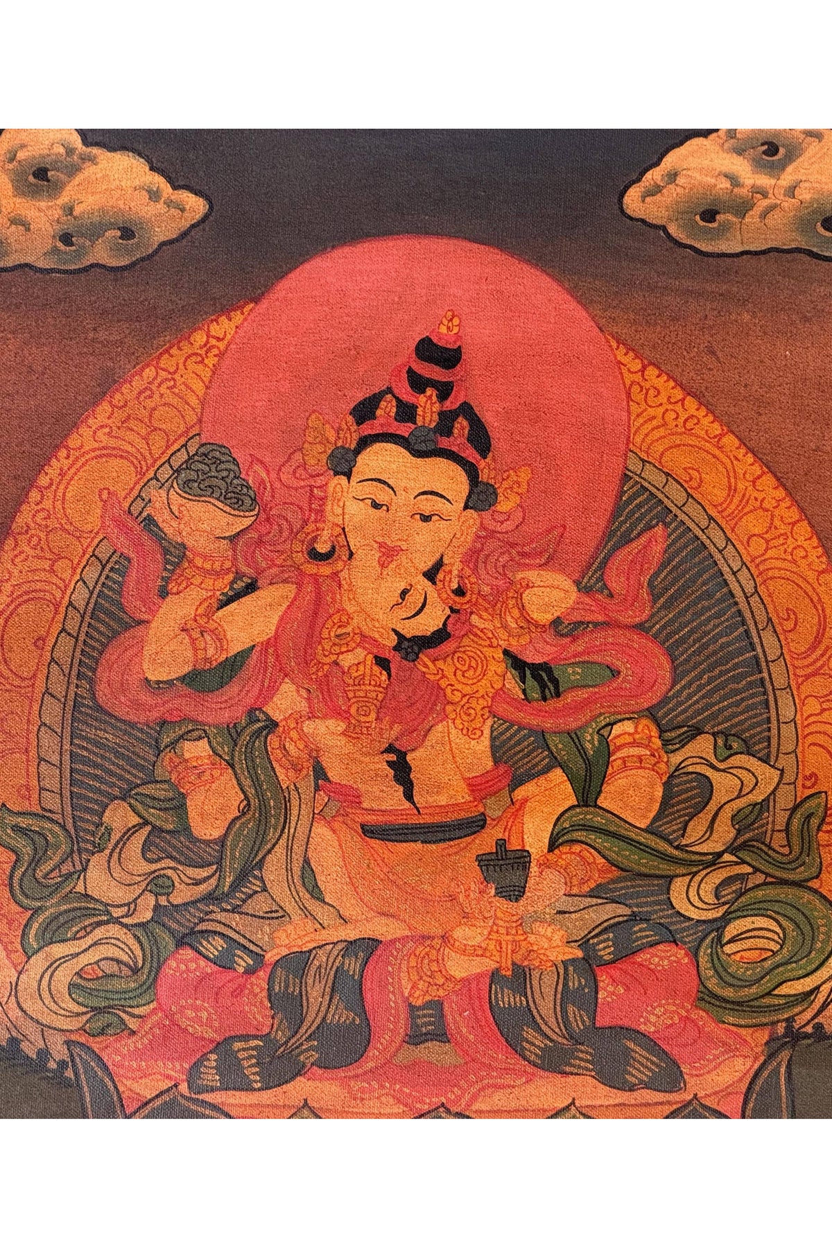 Hand-Painted Vajrasattva Shakti Thangka | Yab-Yum Tantric Tibetan Art | Buddhist Painting with Silk Brocade