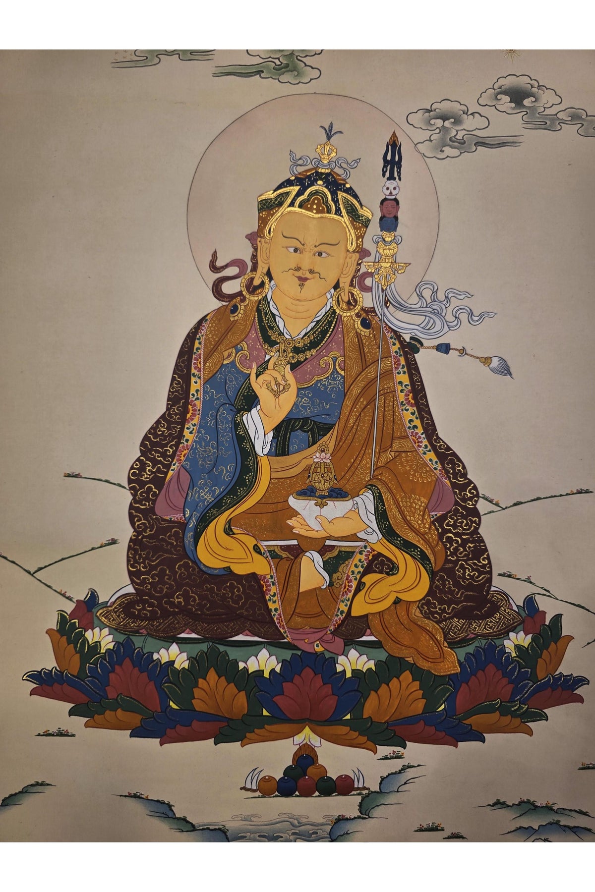 Guru Padmasambhava Thangka – Karma Gadri Style | Hand-Painted Master Quality Tibetan Art