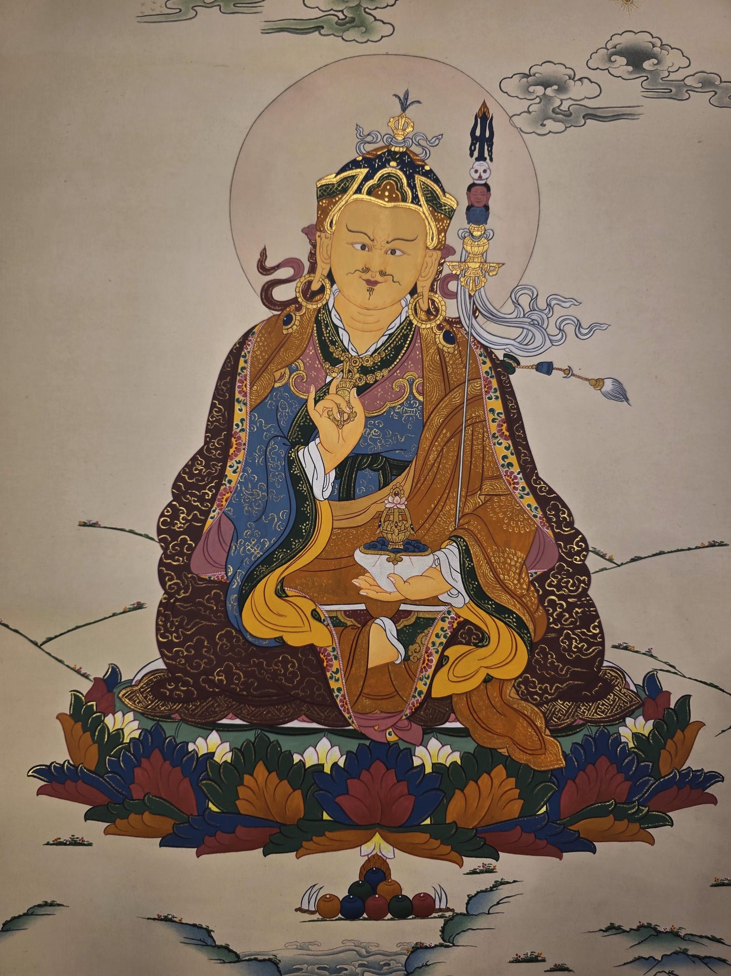 Guru Padmasambhava Thangka – Karma Gadri Style | Hand-Painted Master Quality Tibetan Art