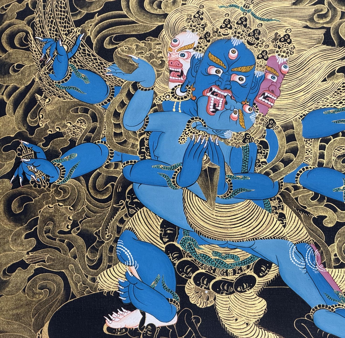 Vajrakilaya Thangka with Consort | Master Hand-Painted Tibetan Wrathful Deity Art