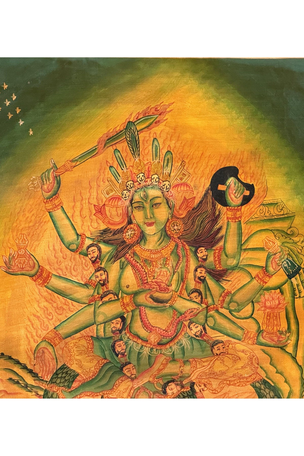 Annapurna Paubha Painting | Hand-Painted Oil Varnished Hindu Goddess Art with Silk Brocade
