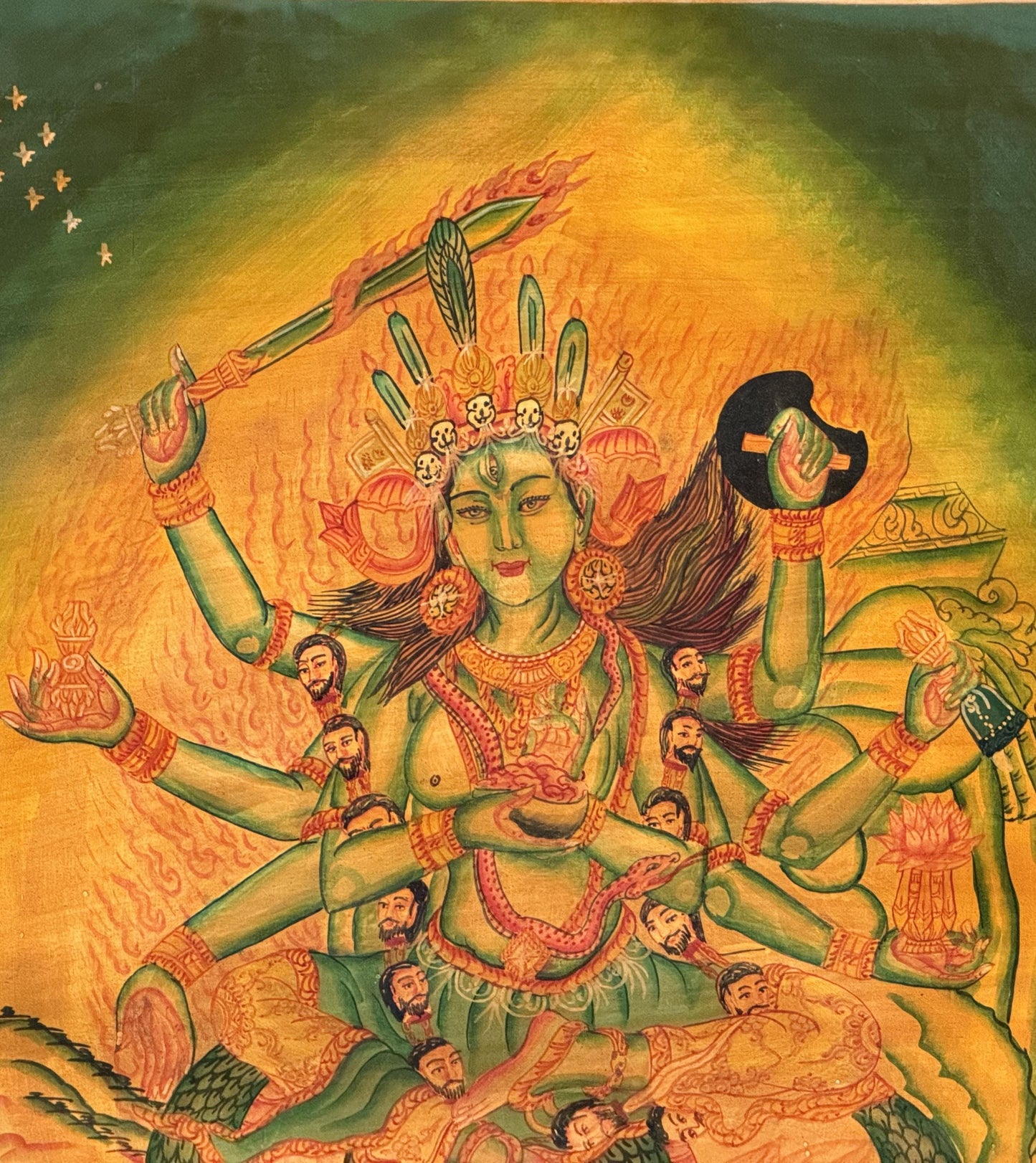 Annapurna Paubha Painting | Hand-Painted Oil Varnished Hindu Goddess Art with Silk Brocade