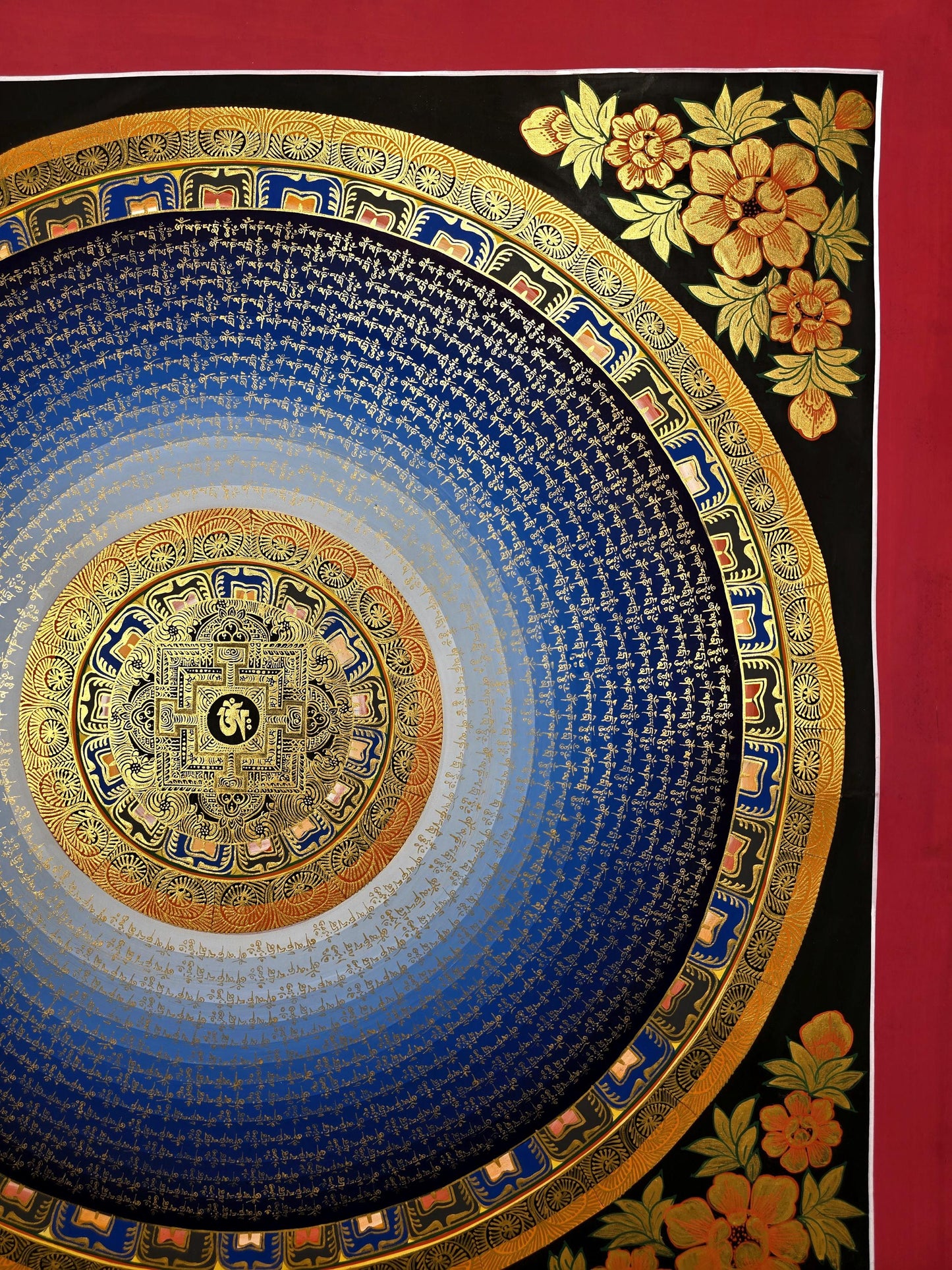 Om Mani Padme Hum Mandala Thangka | Large Hand-Painted Tibetan Meditation Art
