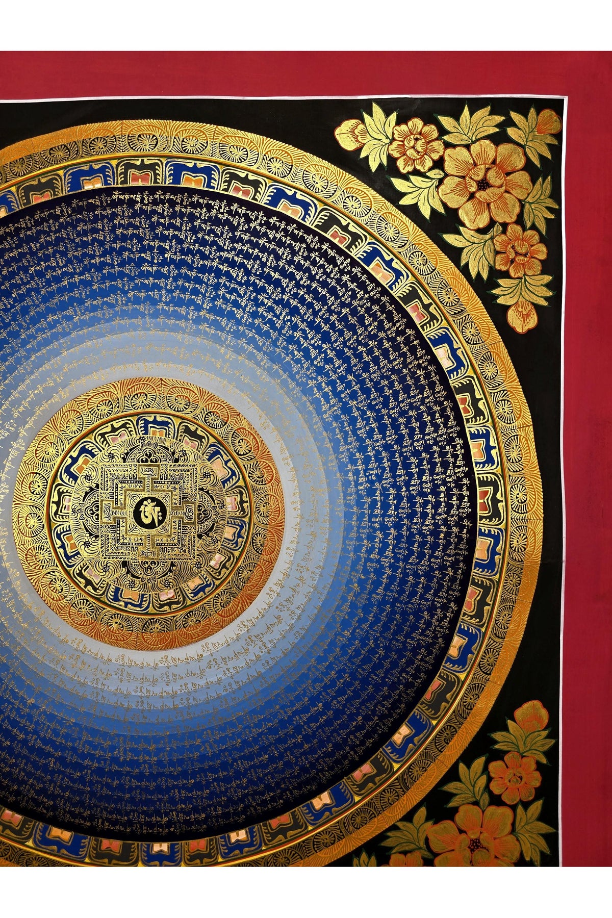 Om Mani Padme Hum Mandala Thangka | Large Hand-Painted Tibetan Meditation Art