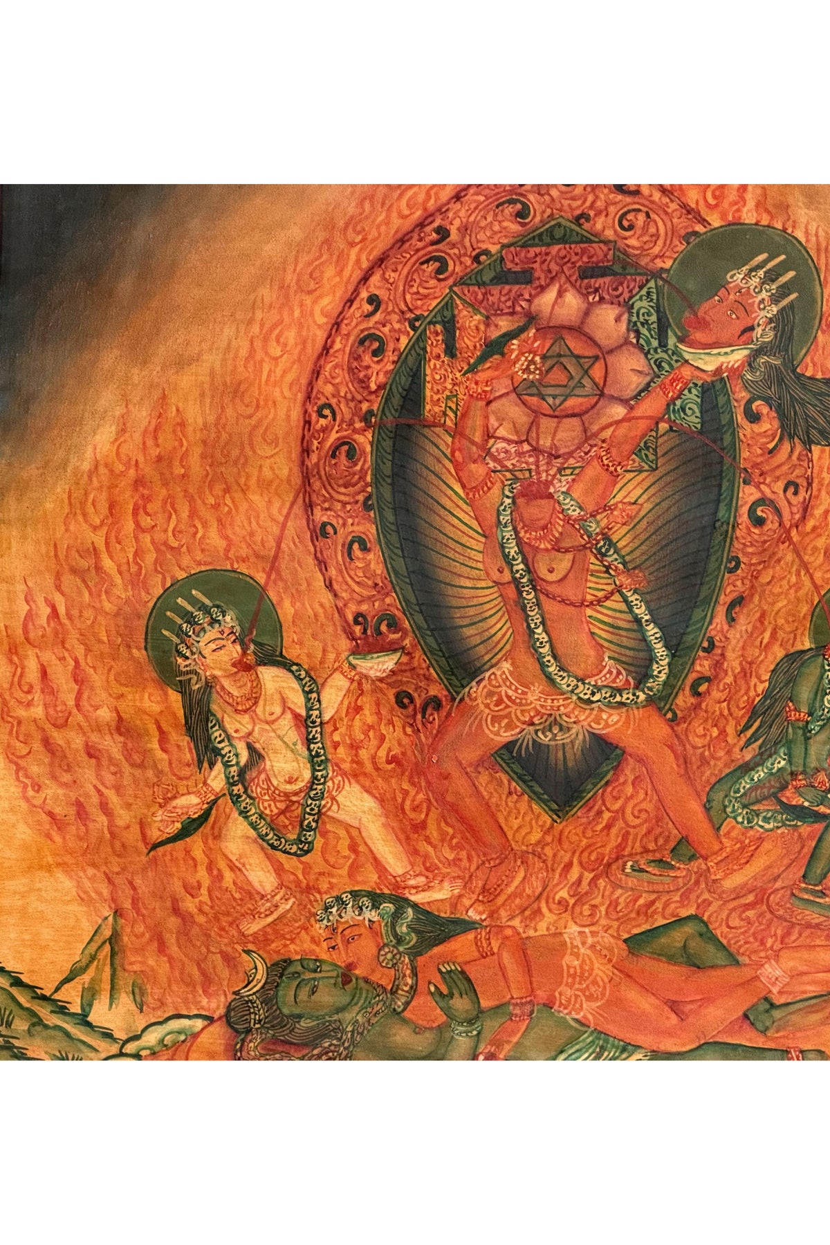 Chhinnamasta Tantric Thangka | Hand-Painted Oil Varnished Hindu Goddess Art