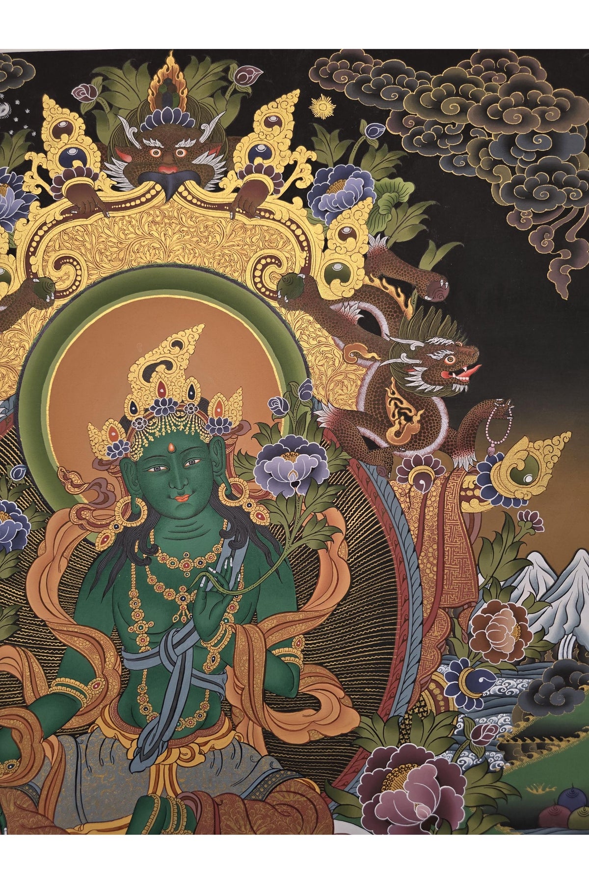 Green Tara Thangka | Hand-Painted Tibetan Masterpiece for Compassion & Protection
