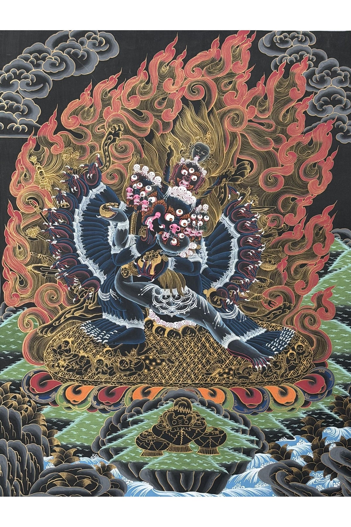 Hand-Painted Yamantaka Thangka, Tibetan Buddhist Wrathful Deity Painting