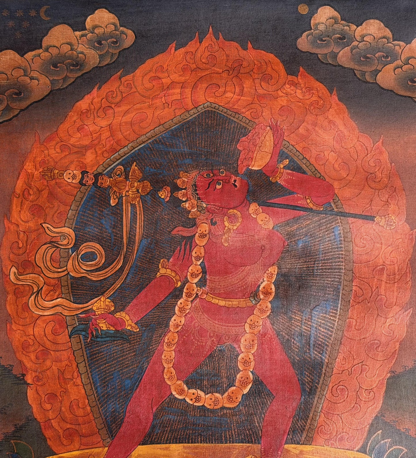Vajrayogini Thangka | Oil-Varnished Hand-Painted Tibetan Tantra Art with Silk Brocade