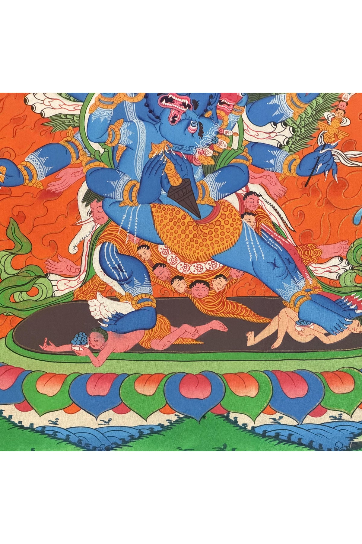 Vajrakilaya Phurbakilaya Thangka Painting, Hand-Painted Tibetan Buddhist Nyingma Protector Art