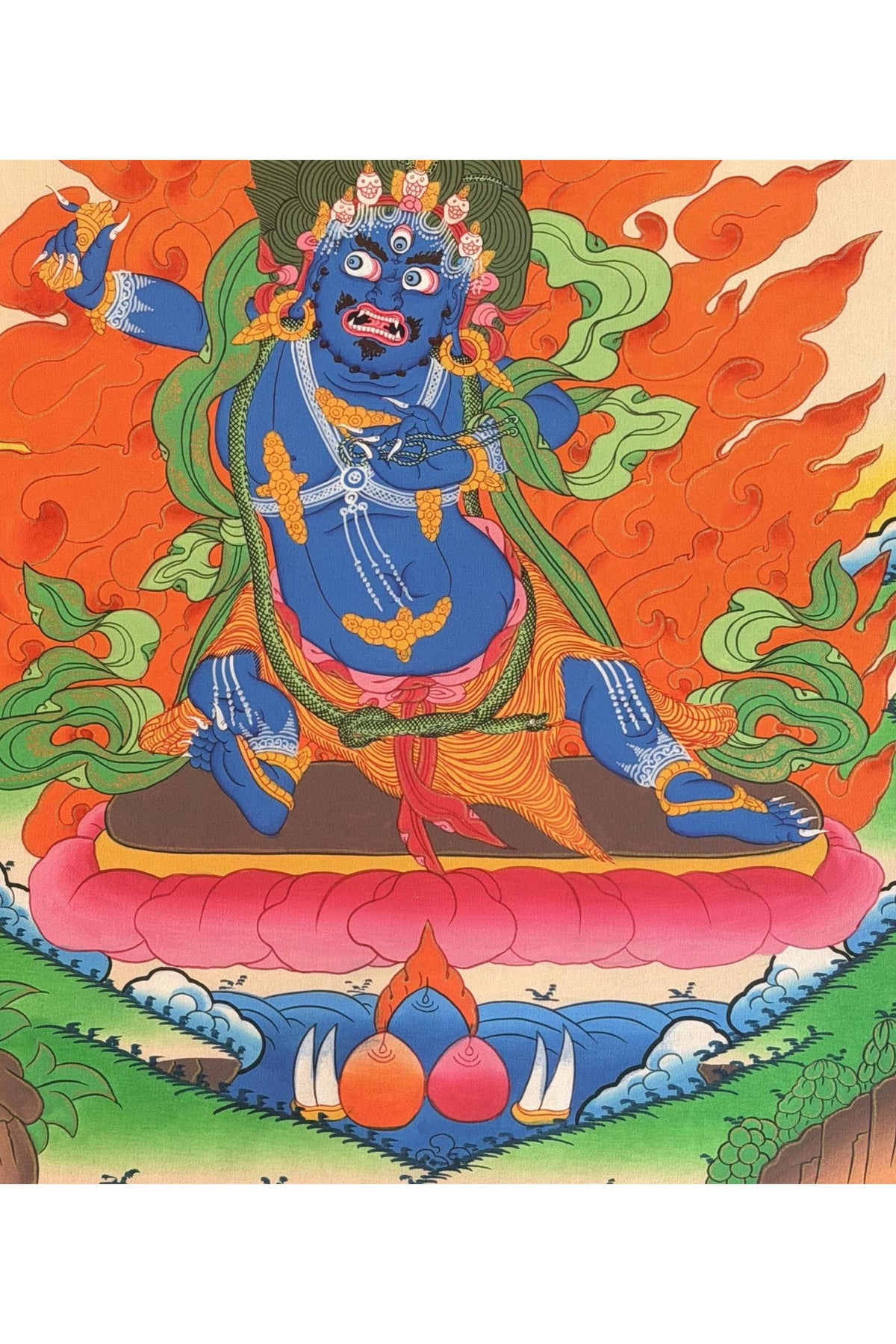 Vajrapani Thangka Painting, Tibetan Buddhist Protector Wall Art, Handmade in Nepal