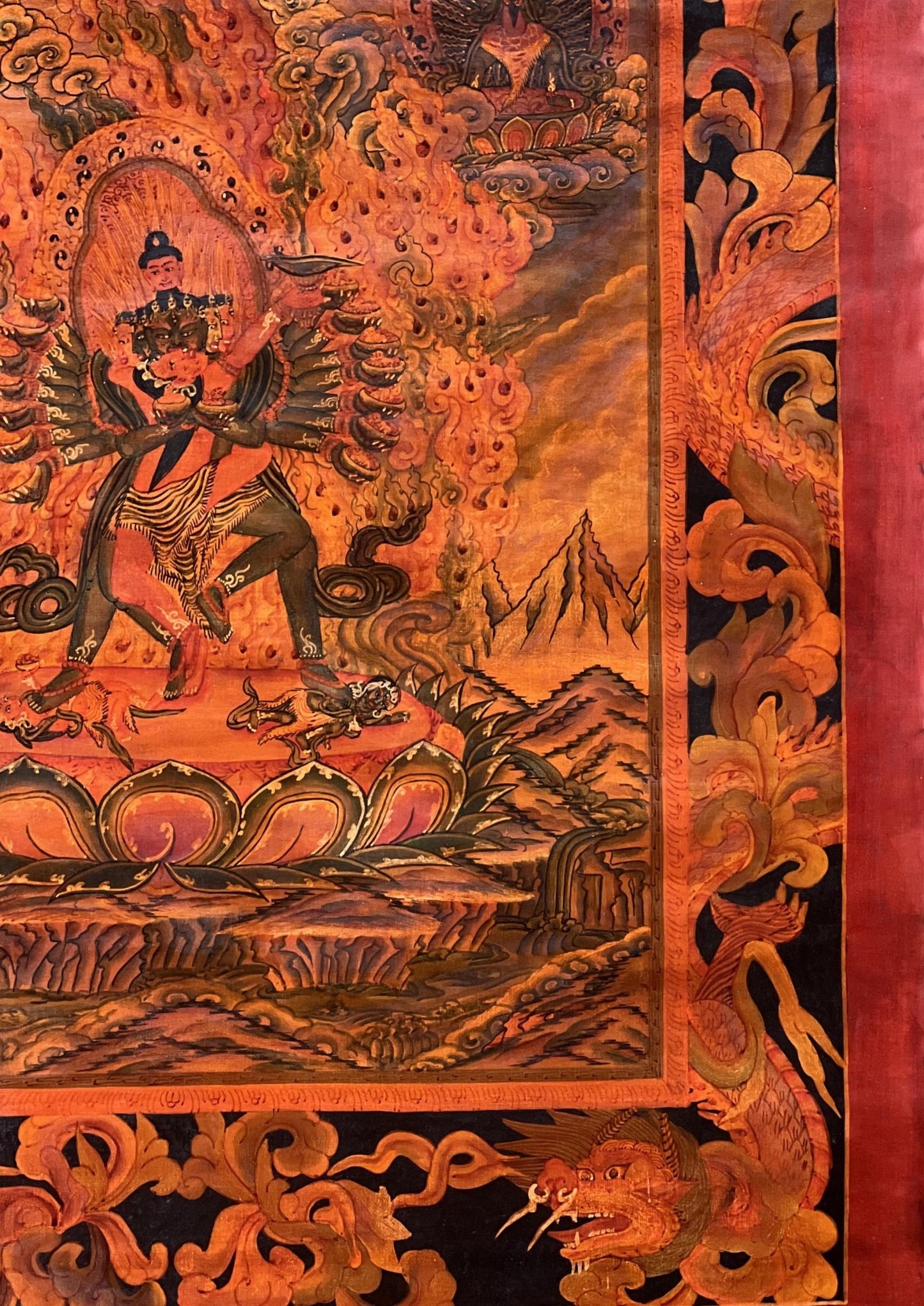 Kalachakra Deity with consort Kalacakri/Visvamata Old Oil - Varnished Original Masterpiece Newari Pauva Thangka Painting/ Kalacakra Tantra Art - Tibetan Thangka Art