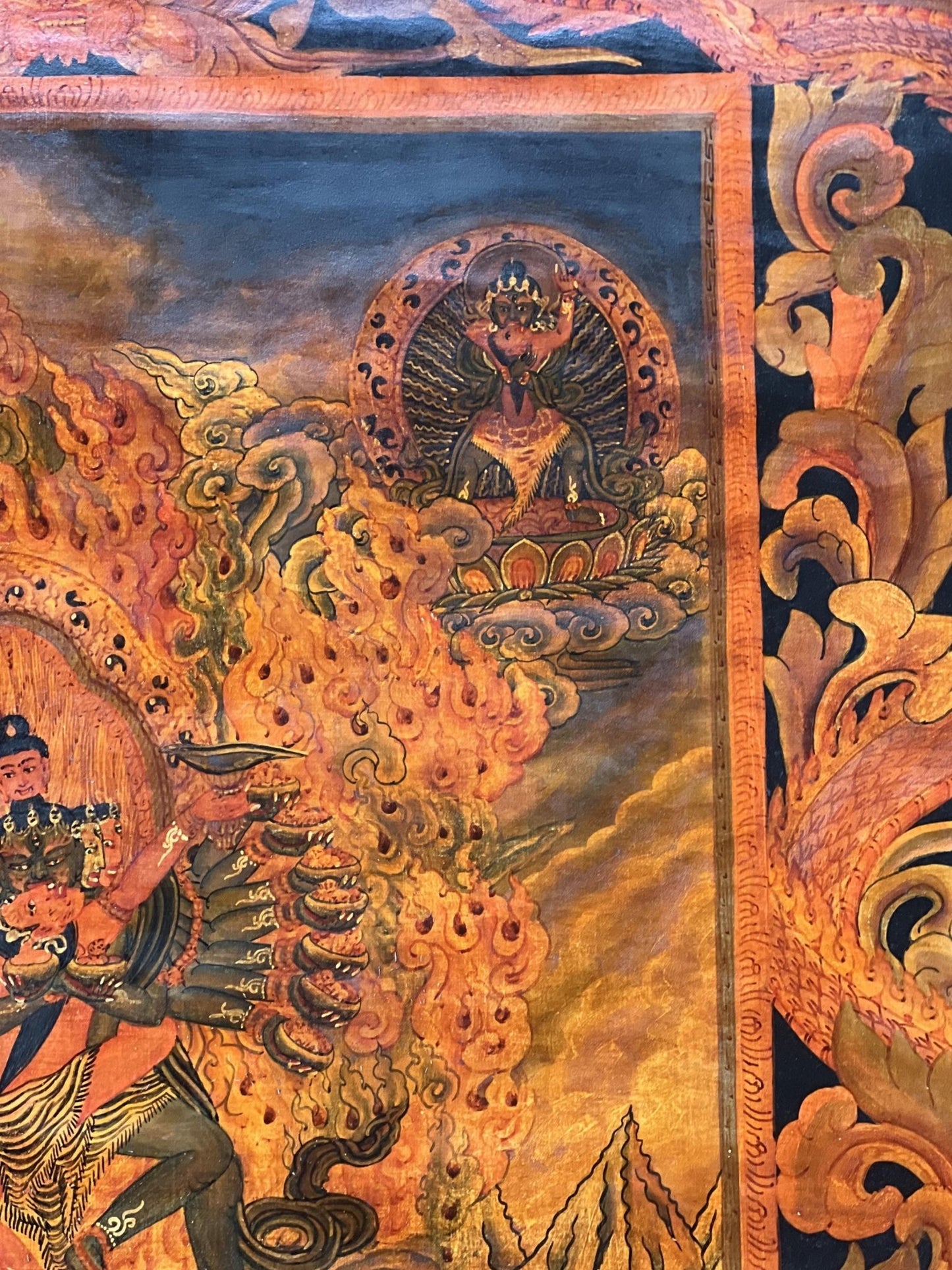 Kalachakra Deity with consort Kalacakri/Visvamata Old Oil - Varnished Original Masterpiece Newari Pauva Thangka Painting/ Kalacakra Tantra Art - Tibetan Thangka Art