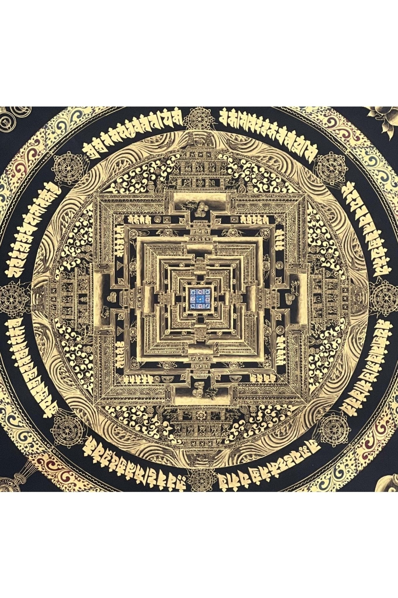 Kalachakra Mandala/ Wheel of Life/ Wheel of Time / Black and Gold High - Quality Masterpiece Tibetan Thangka Painting Original Meditation Art - Tibetan Thangka Art