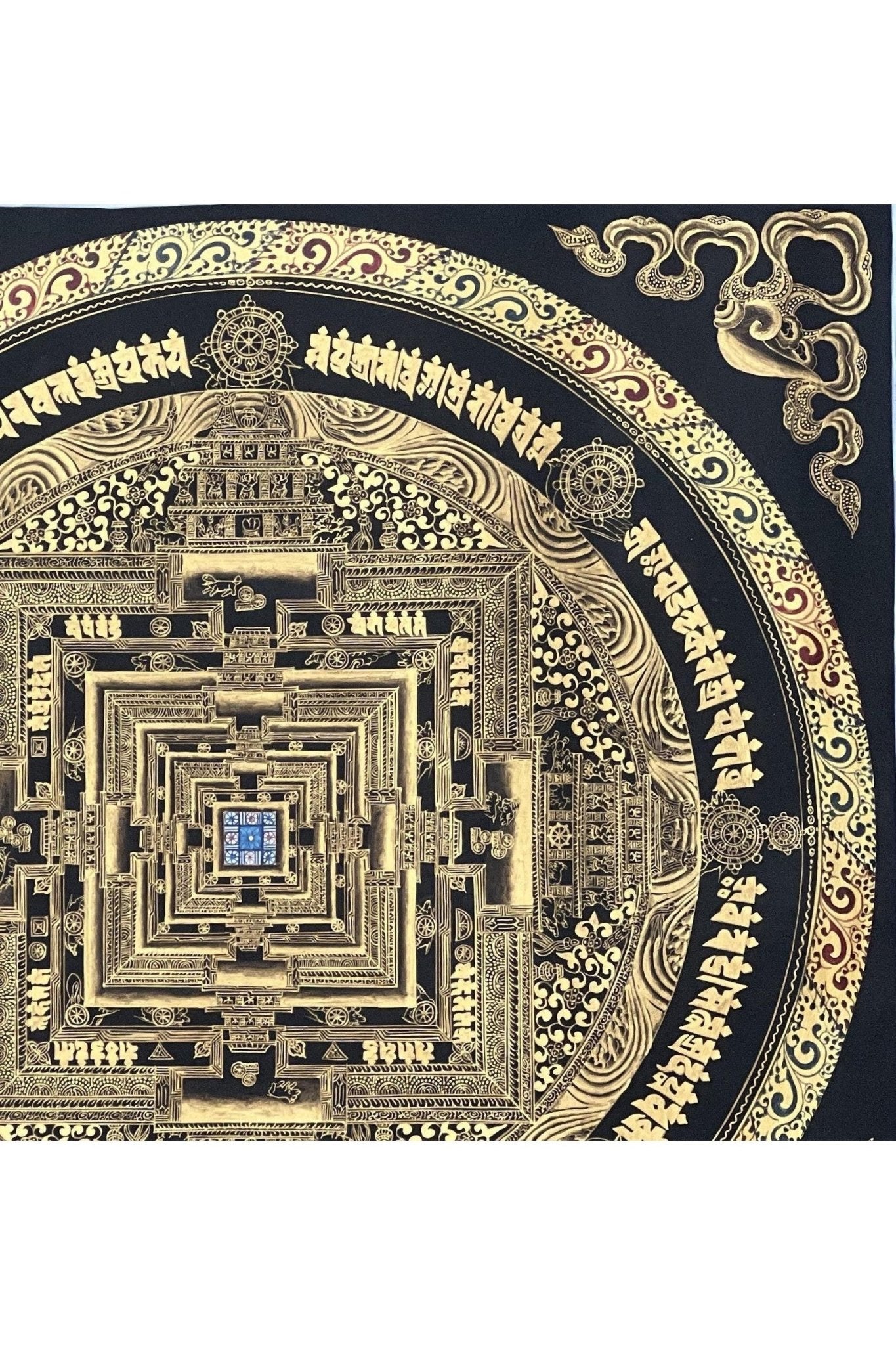 Kalachakra Mandala/ Wheel of Life/ Wheel of Time / Black and Gold High - Quality Masterpiece Tibetan Thangka Painting Original Meditation Art - Tibetan Thangka Art