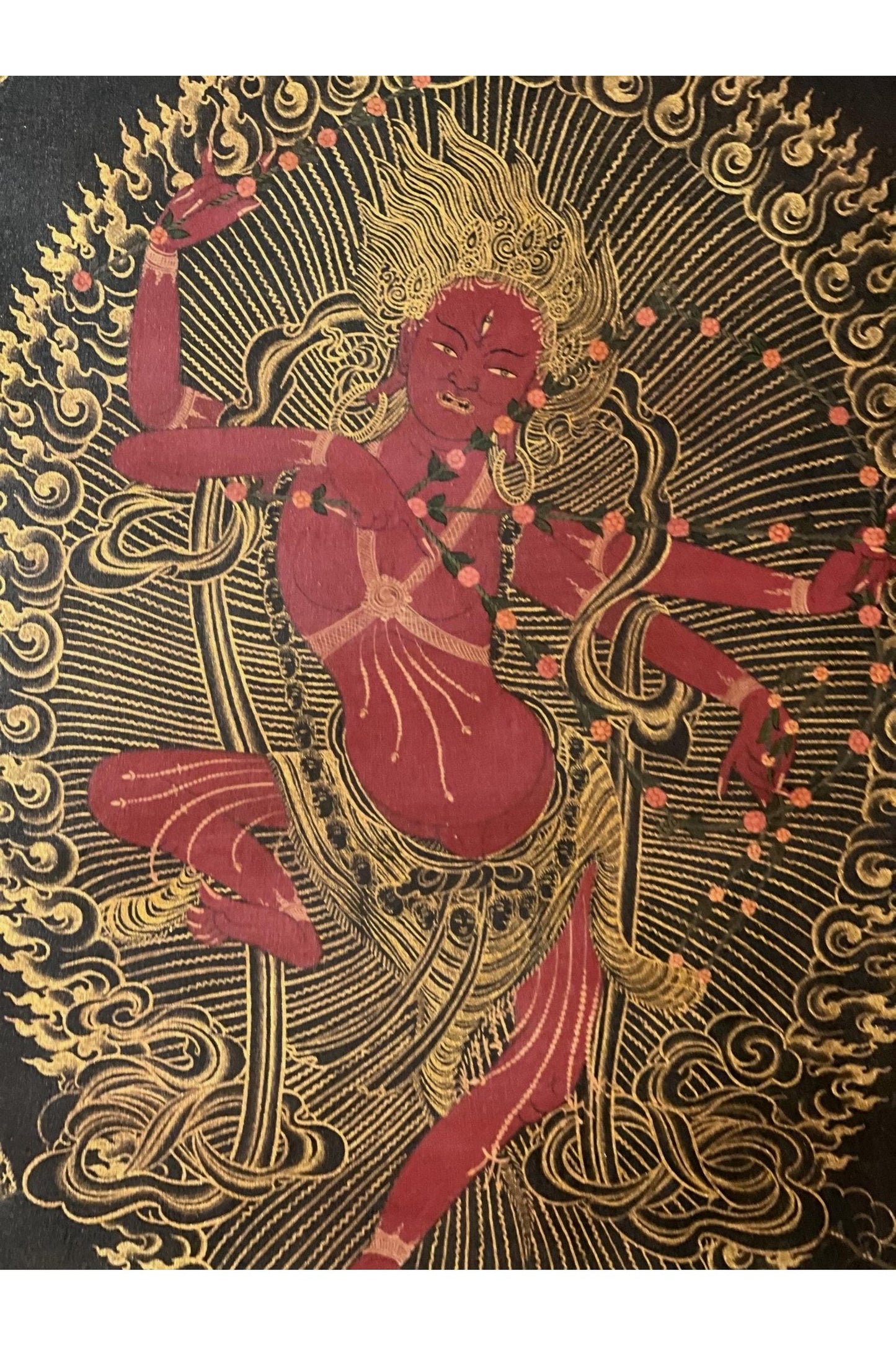 Kurukulla/ Kurukulle/ Mother Buddha Oil - Varnished Masterpiece Black and Gold Tibetan Thangka Painting/ Original Hand - Painting/ Tantra Art - Tibetan Thangka Art