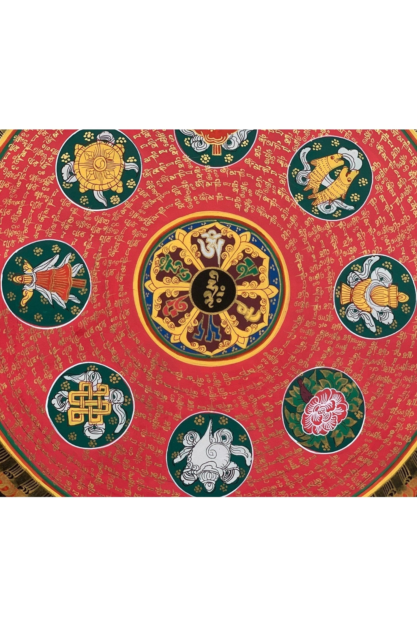 Lotus Mantra Mandala, Wheel of Life, Thangka Painting, Original Art, 20 x 20 - Inch - Tibetan Thangka Art