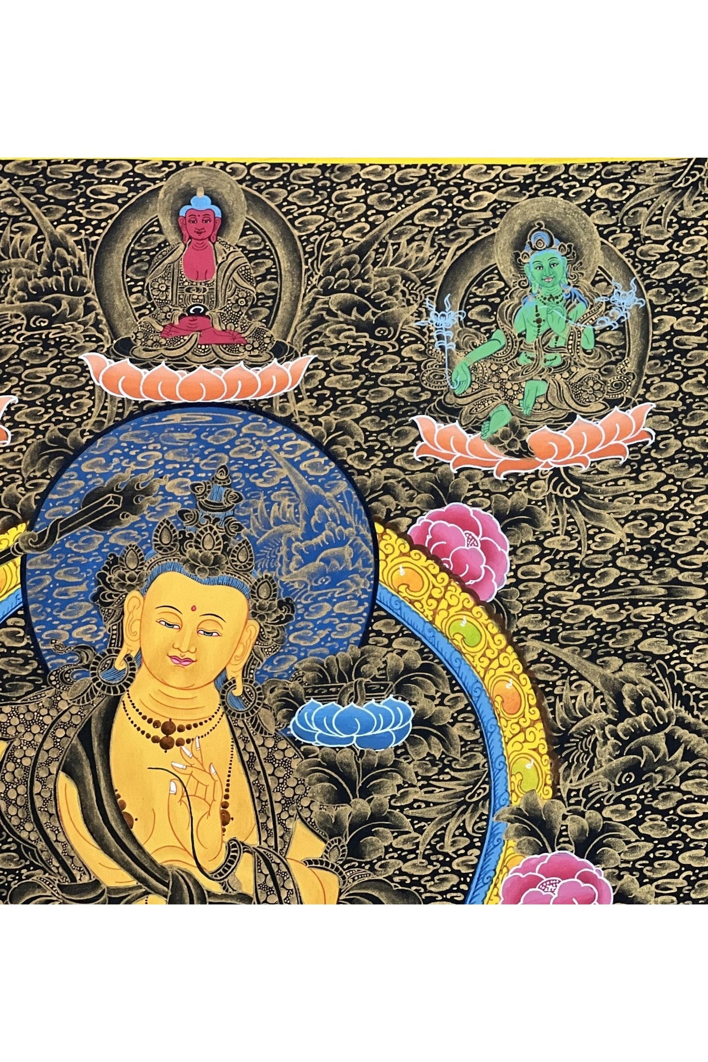 Manjushri/ Manjusri/ Manjushree Bodhisattva of Wisdom High - Quality Masterpiece Tibetan Thangka Painting Original Buddhist Art - Tibetan Thangka Art