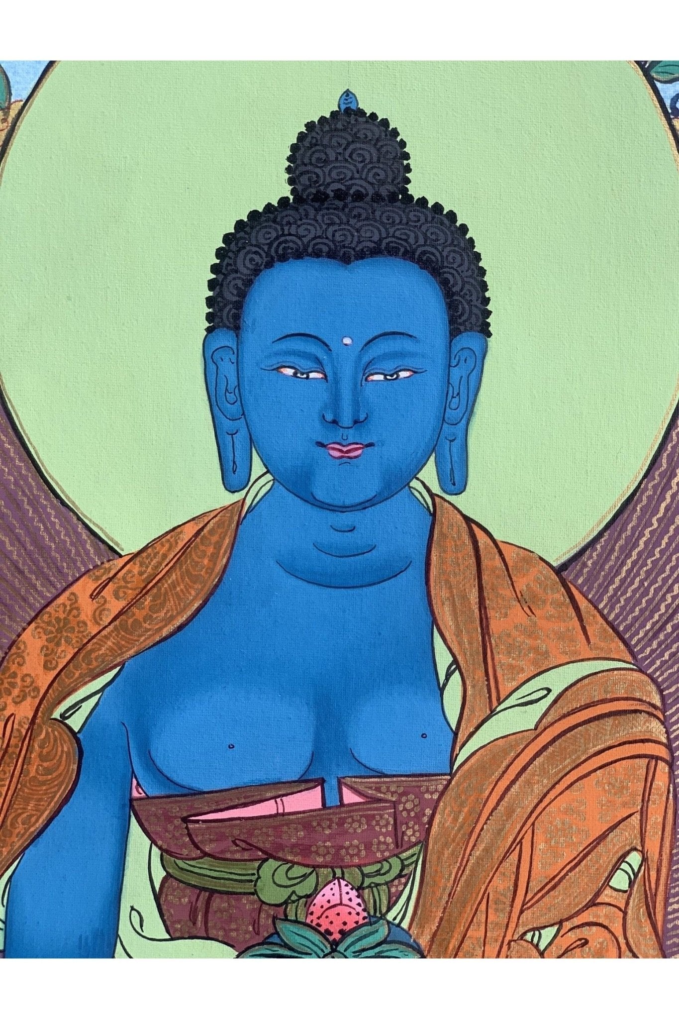 Medicine Buddha Medicine Guru Bhaisajyaguru Masterpiece Master Quality Gold Tibetan Thangka Painting Original Hand Painted Art 15 x 20 Inch - Tibetan Thangka Art