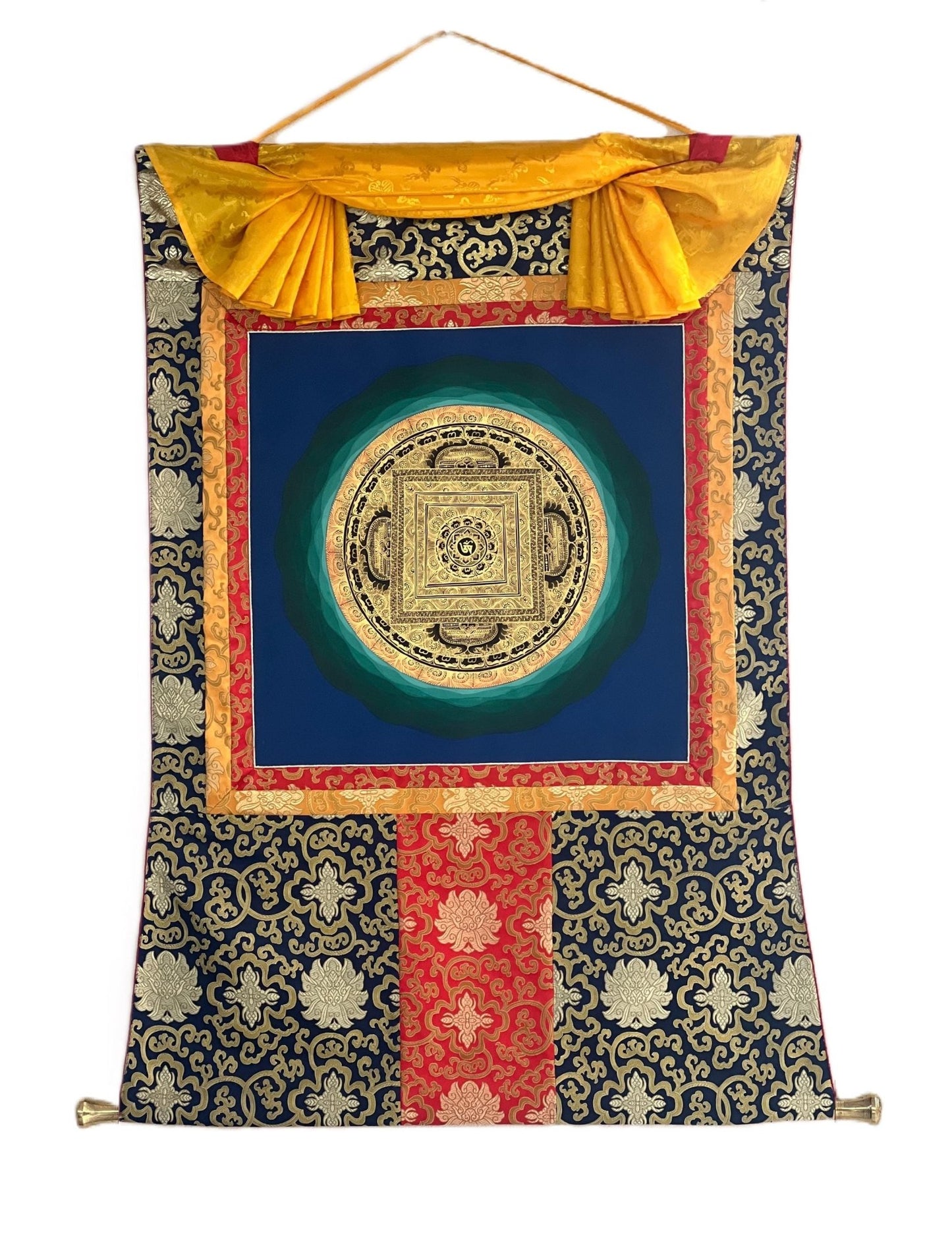 OM Mantra Mandala Art | Tibetan Thangka Wall Hanging from Nepal | Sacred Meditation Painting for Good Luck & Home Blessings - Tibetan Thangka Art