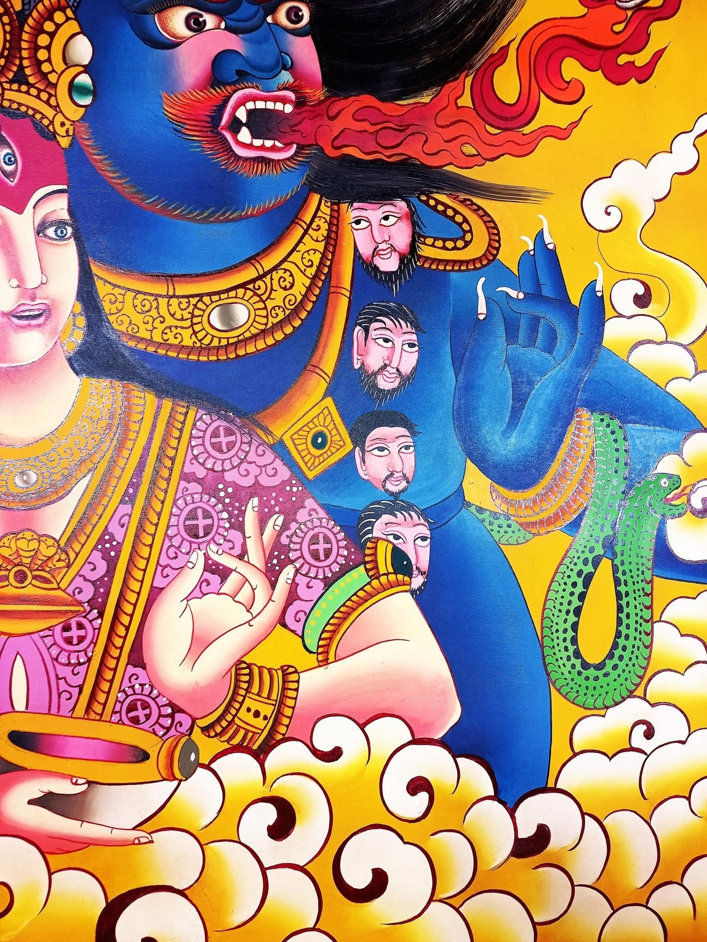 Original Hand - Painted Bhairava and Kumari/ Divine Figures in Hindu and Buddhist Tradition/ Masterpiece Newari/ Tibetan Thangka Painting - Tibetan Thangka Art