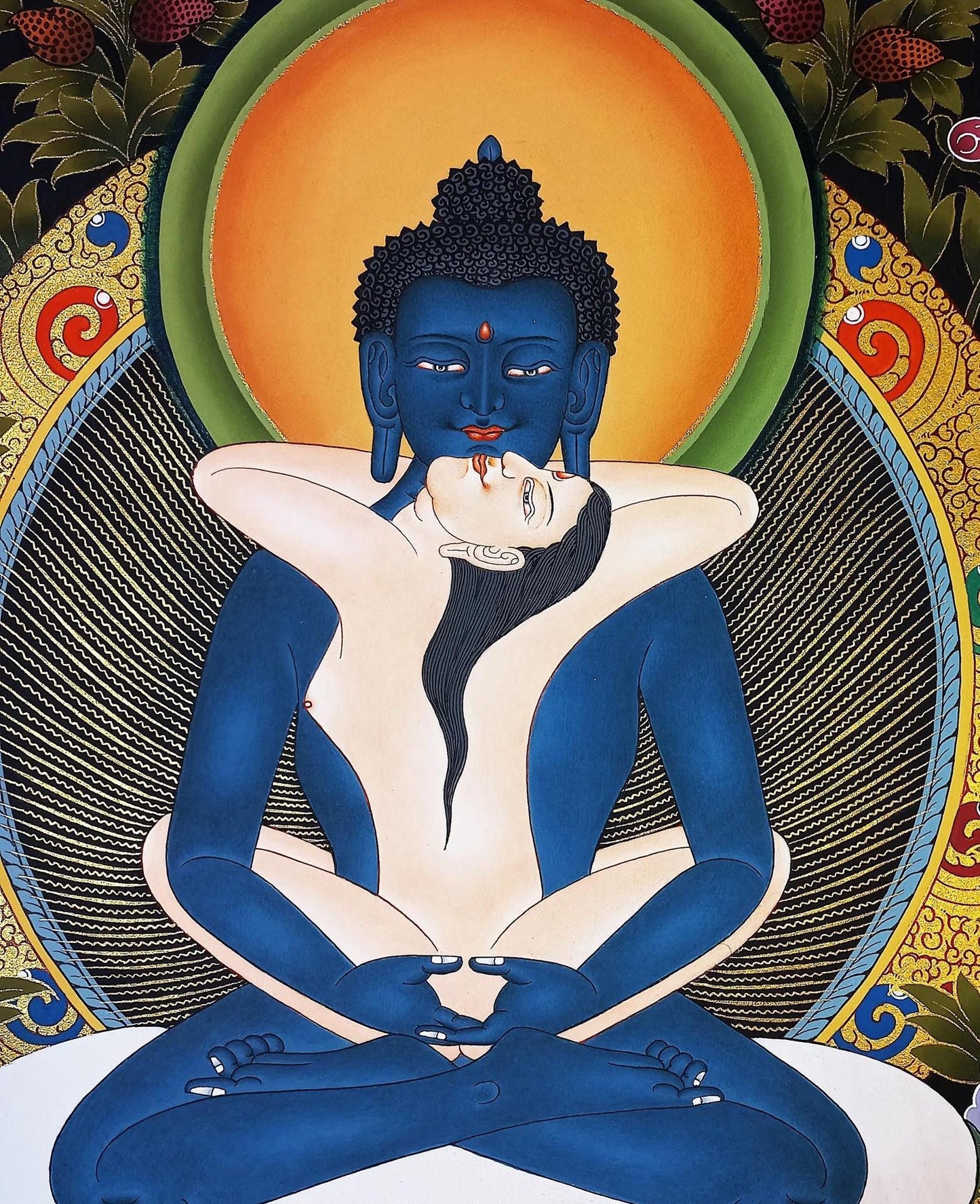 Original Hand Painted Buddha Shakti/ Samantabhadra Masterpiece Gold Tibetan Compassion / Meditation Wall Hanging Thangka / Thanka Painting - Tibetan Thangka Art