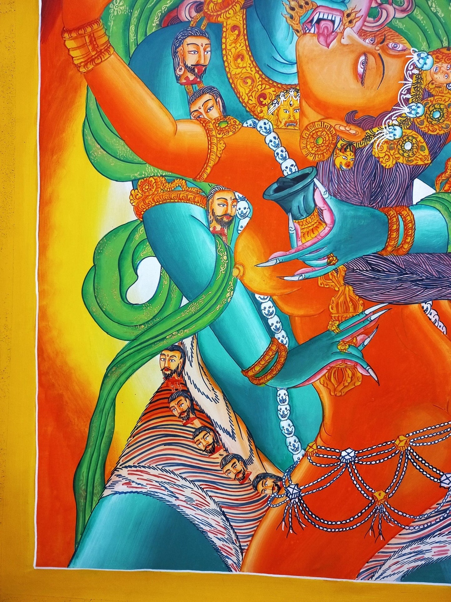 Original Hand painted Chakrasamvara Shakti Masterpiece Newari Paubha/Pauva Thanka / Thangka Painting Compassion Meditation Art From Nepal - Tibetan Thangka Art