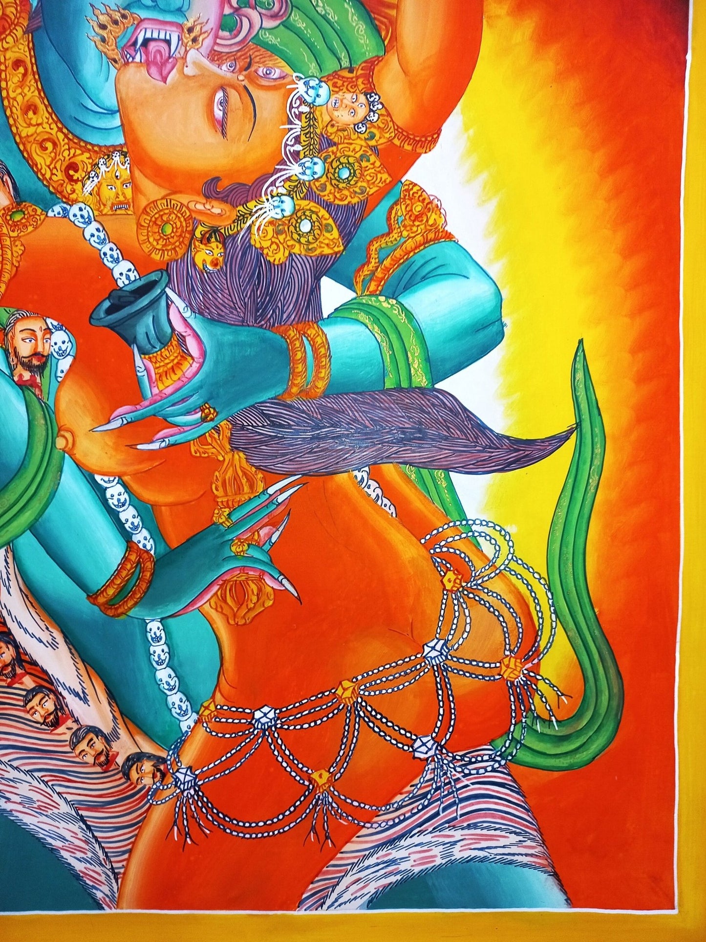 Original Hand painted Chakrasamvara Shakti Masterpiece Newari Paubha/Pauva Thanka / Thangka Painting Compassion Meditation Art From Nepal - Tibetan Thangka Art