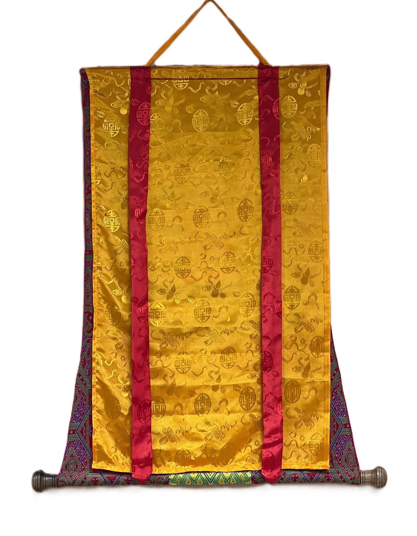 Original Hand Painted Chenrezig /Avalokiteshvara Compassion Buddha Tibetan Meditation Thangka / Thanka Painting With Premium Silk Brocade - Tibetan Thangka Art