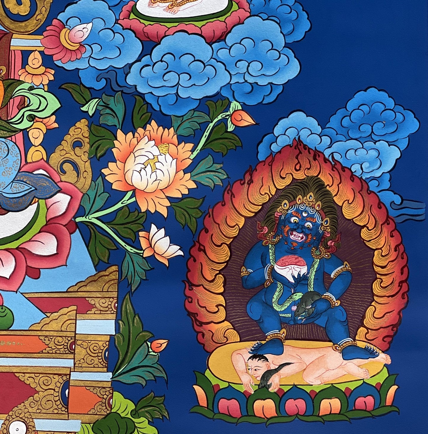 Original Hand Painted Eight Medicine Buddha / Bhaisajyaguru Finest Large Masterpiece Tibetan Meditation Thangka / Thanka Painting from Nepal - Tibetan Thangka Art