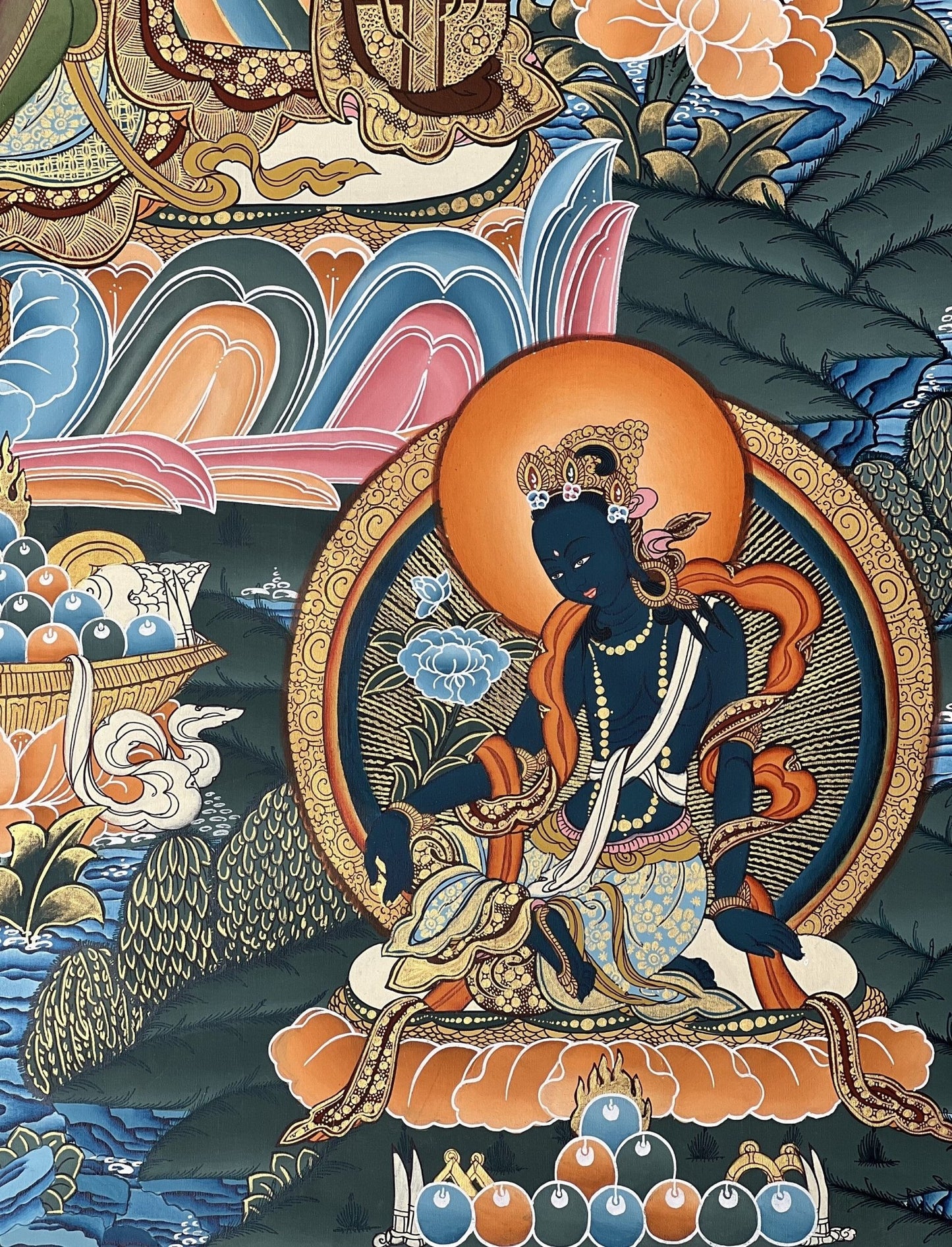 Original Hand painted GreenTara Mother Goddess Masterpiece Large Tibetan Thangka /Thangka Painting/ Compassion Meditation Art from Nepal - Tibetan Thangka Art