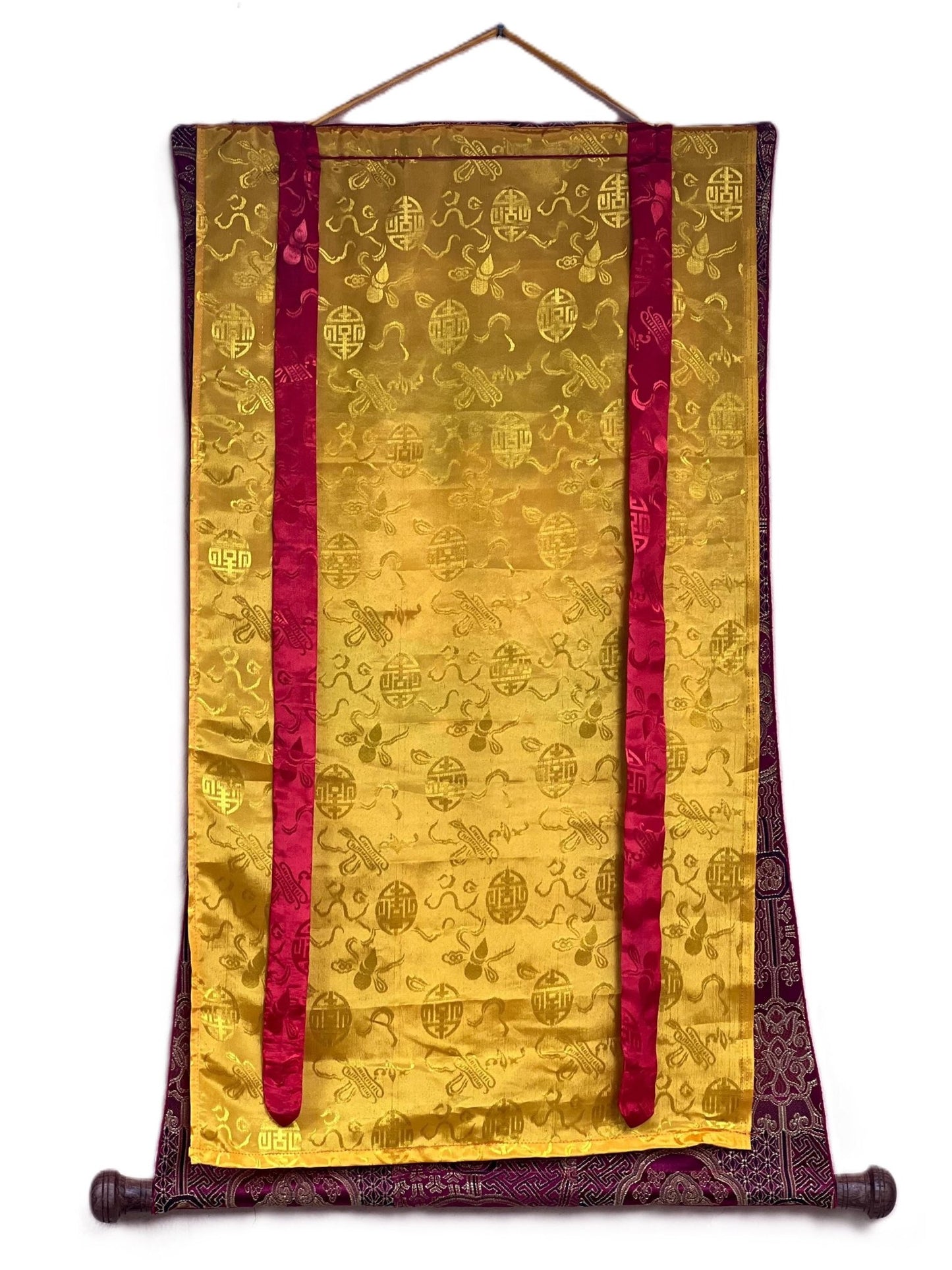 Original Hand - Painted Hanumana/Hanuman/Vajrangavali Oil - Varnished Old Thangka Painting With Silk Brocade - Tibetan Thangka Art