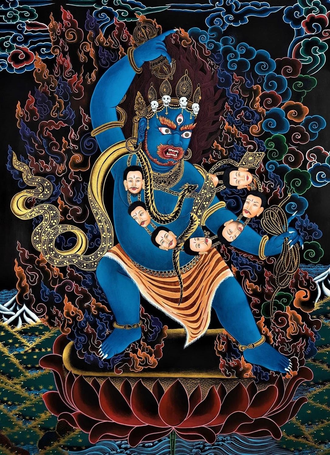 Original Hand - painted High - Quality Masterpiece Vajarapani/ Sangdag Chagna Dorje Tibetan Compassion Meditation Thangka Painting - Tibetan Thangka Art