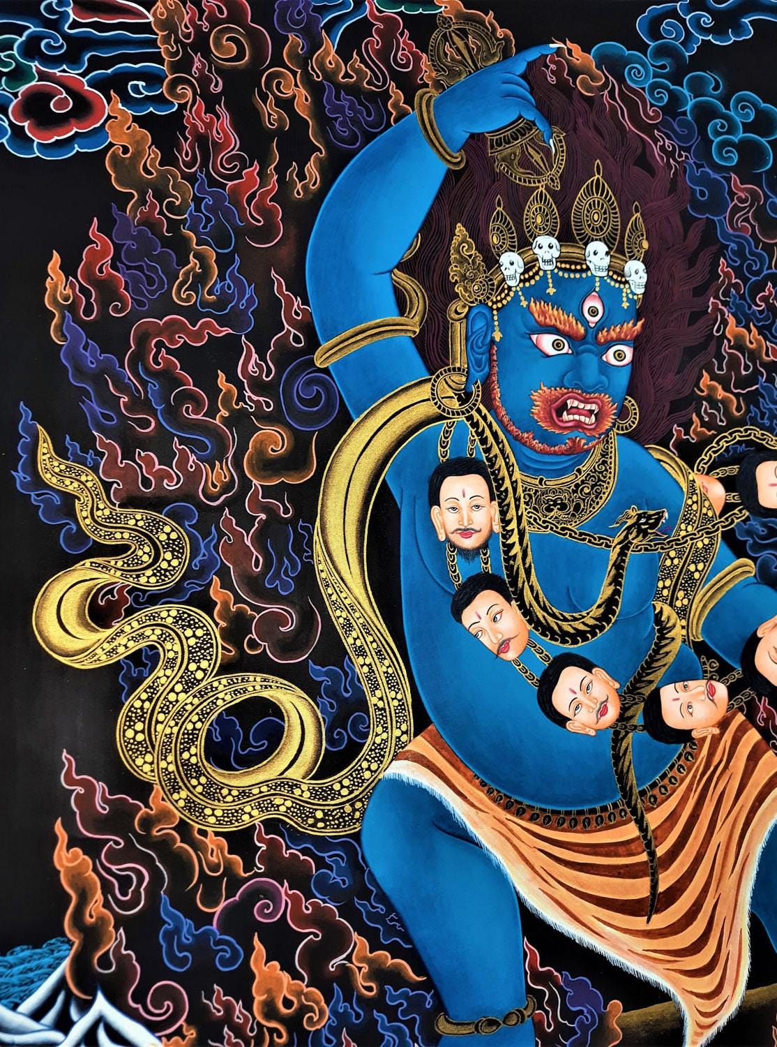 Original Hand - painted High - Quality Masterpiece Vajarapani/ Sangdag Chagna Dorje Tibetan Compassion Meditation Thangka Painting - Tibetan Thangka Art